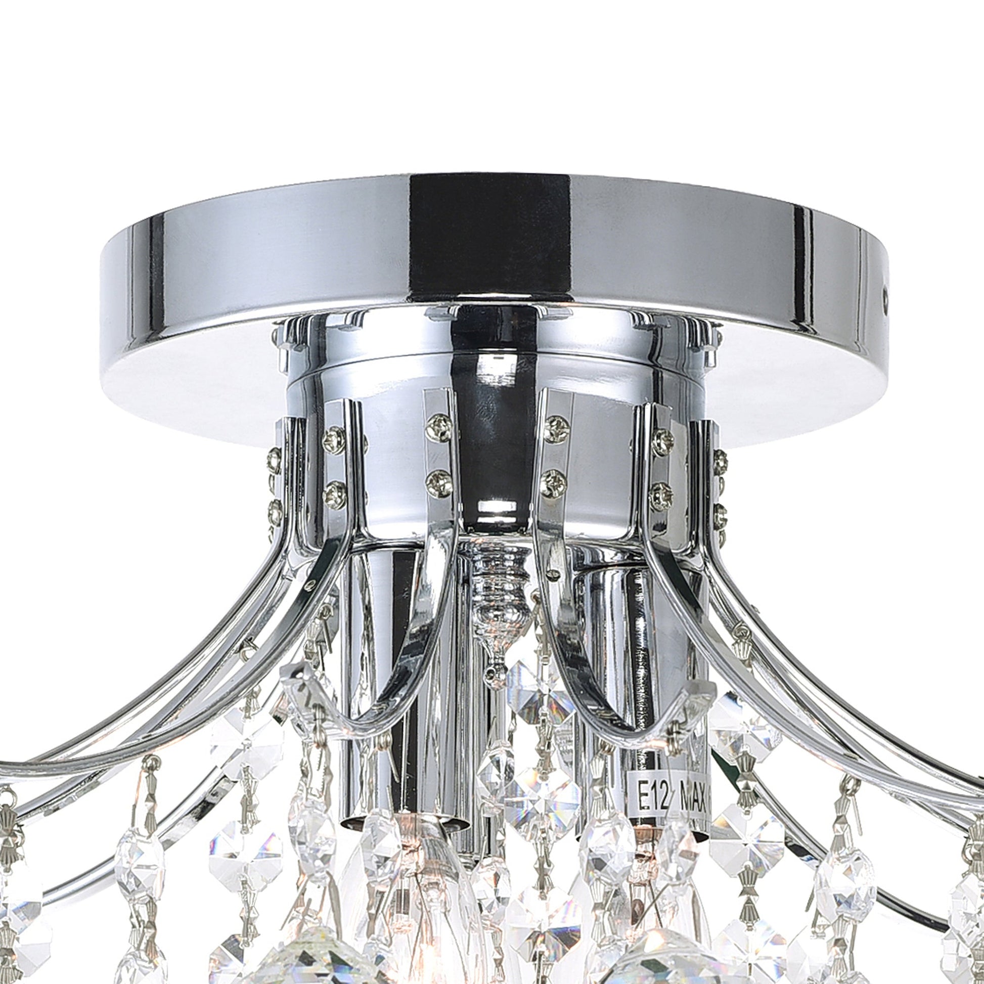 Princess 3 Light 12in Chrome Flush Mount with Crystals - CWI Lighting