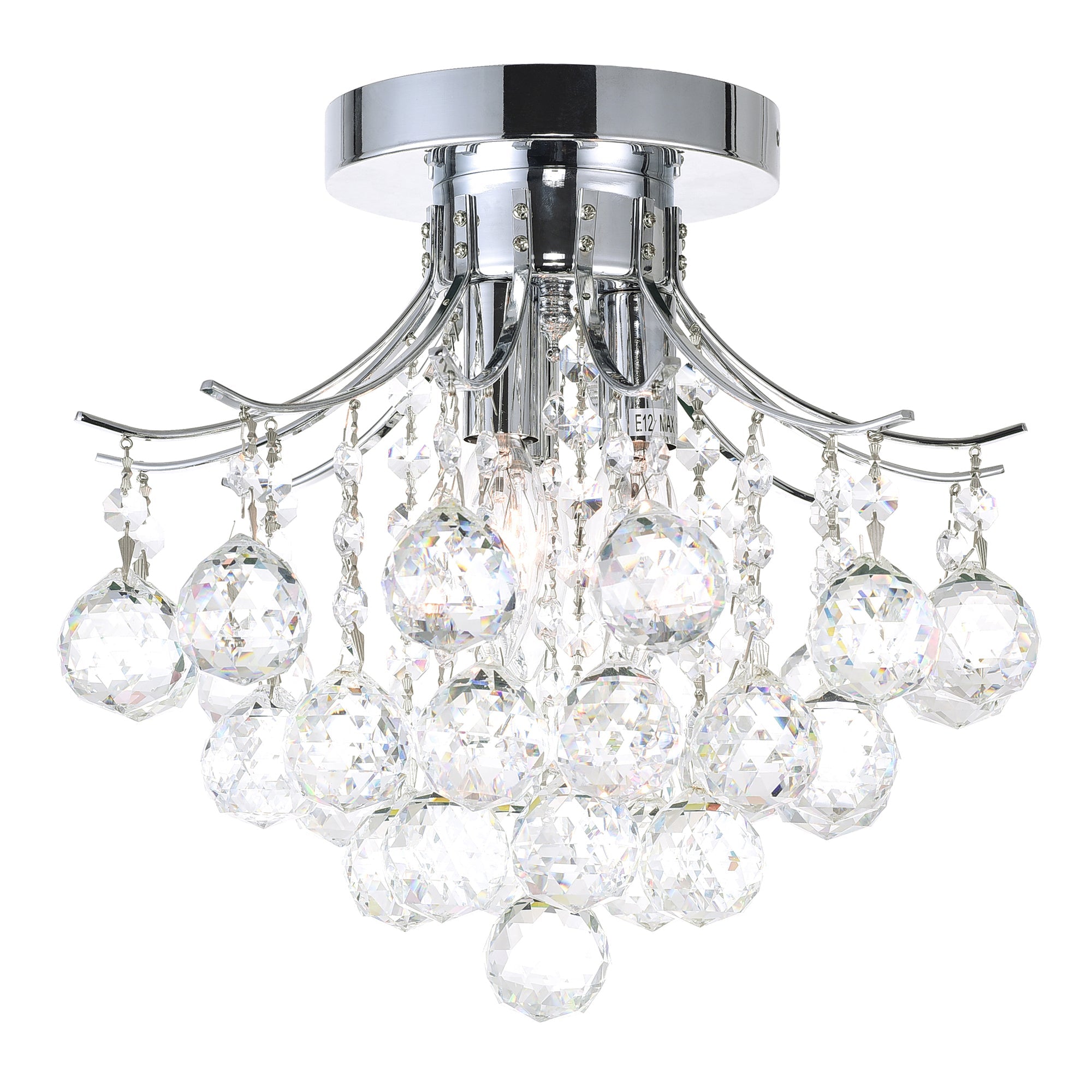 Princess 3 Light 12in Chrome Flush Mount with Crystals - CWI Lighting