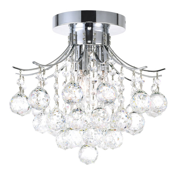 Princess 3 Light 12in Chrome Flush Mount with Crystals - CWI Lighting