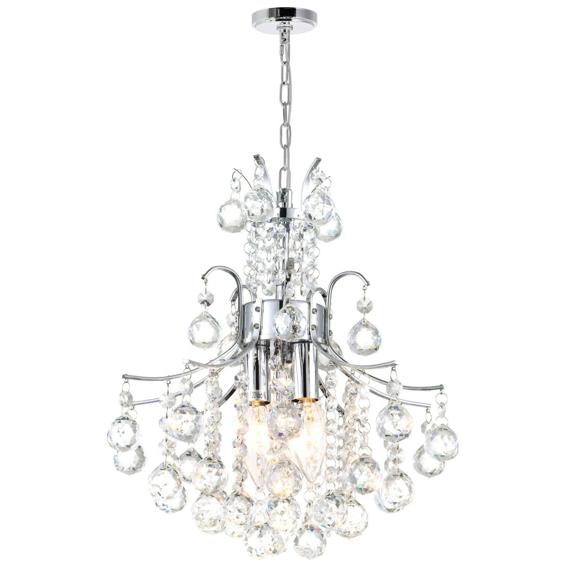 Princess 3 Light 12in Chrome Mini Chandelier with Crystals - CWI Lighting