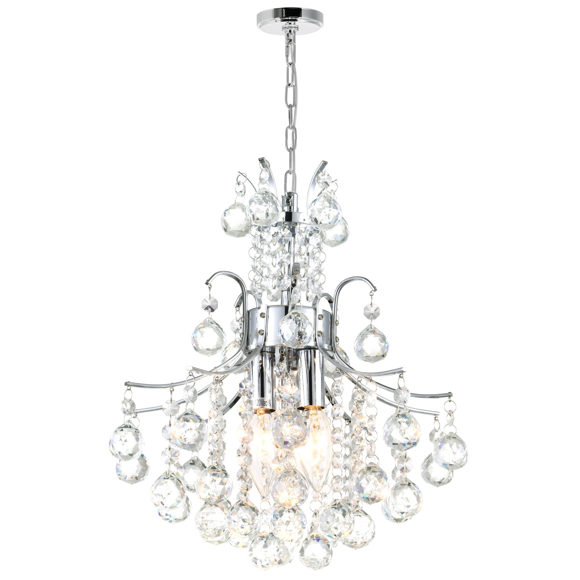 Princess 3 Light 12in Chrome Mini Chandelier with Crystals - CWI Lighting