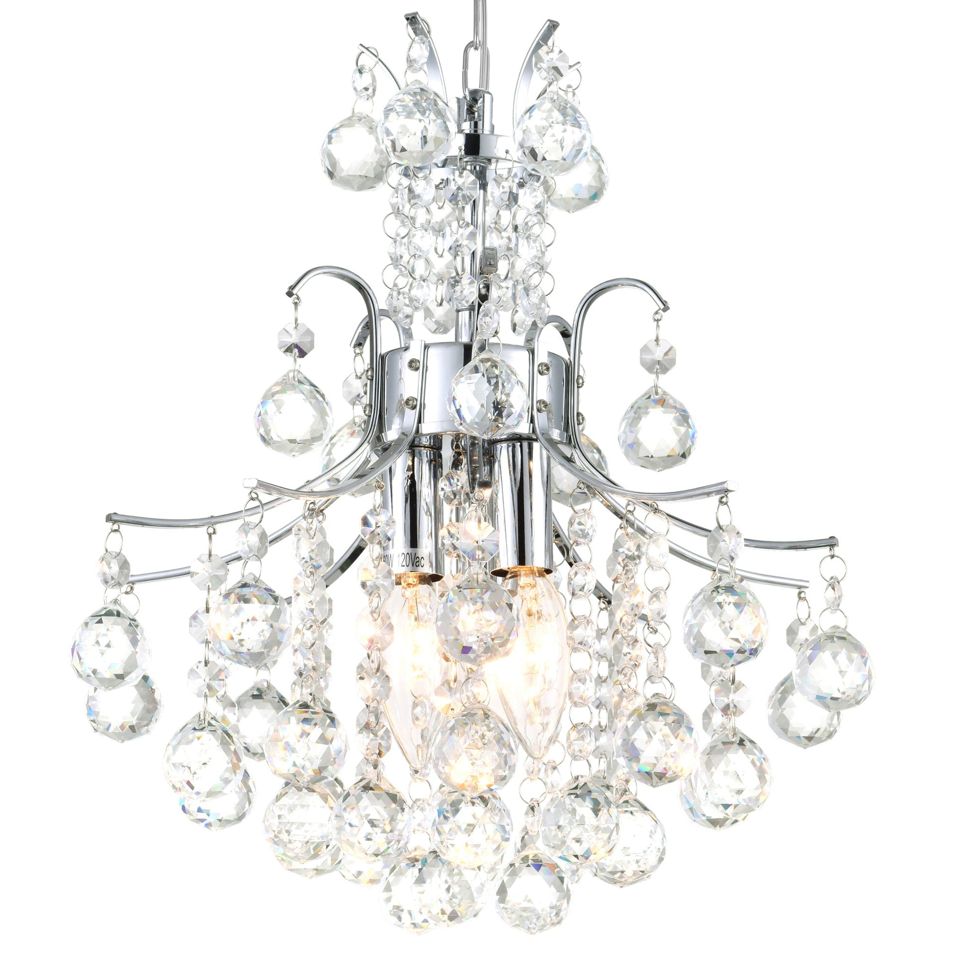 Princess 3 Light 12in Chrome Mini Chandelier with Crystals - CWI Lighting