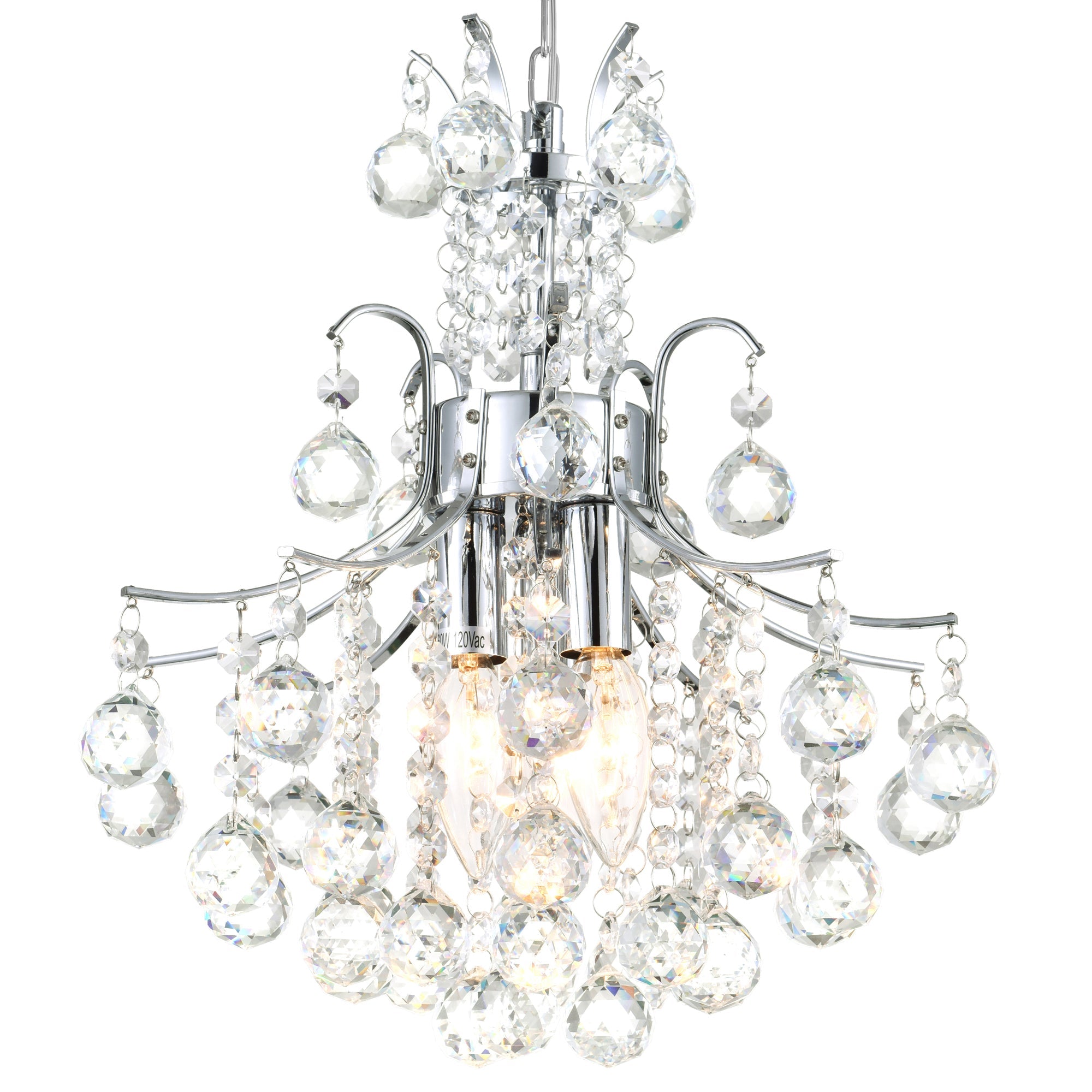 Princess 3 Light 12in Chrome Mini Chandelier with Crystals - CWI Lighting