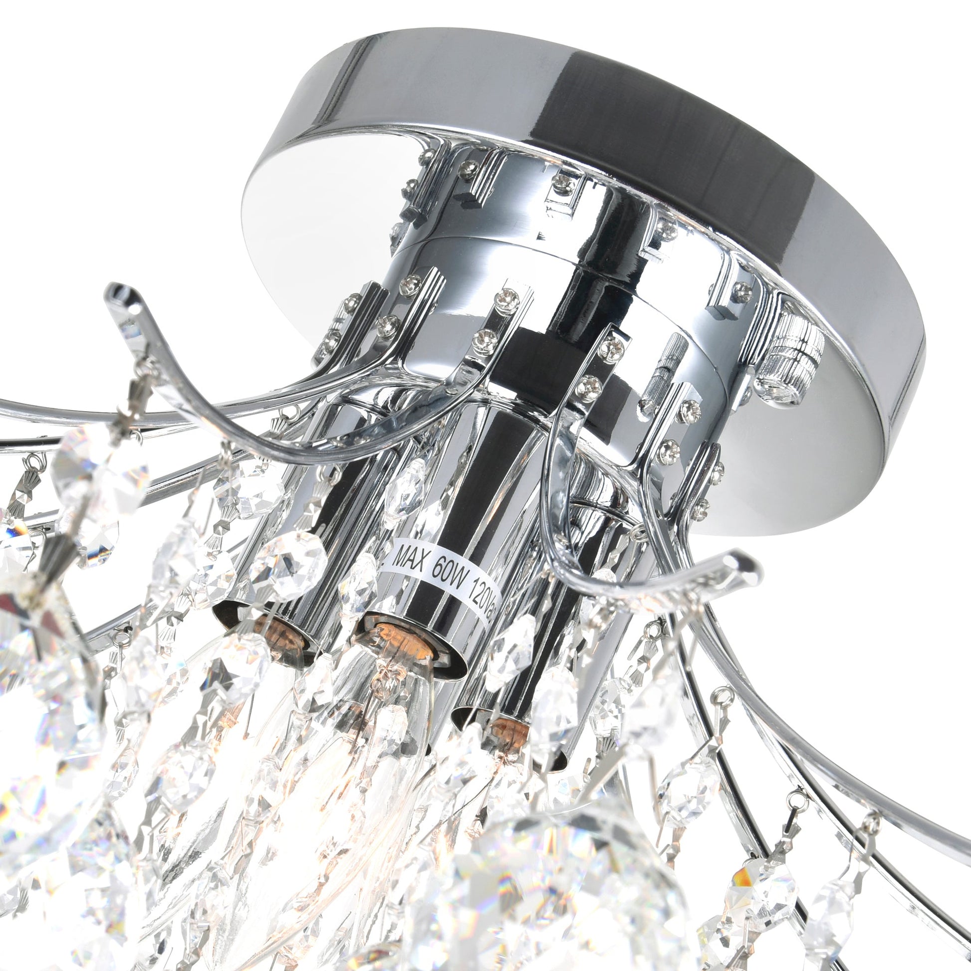 Princess 4 Light 16in Chrome Flush Mount with Crystals - CWI Lighting