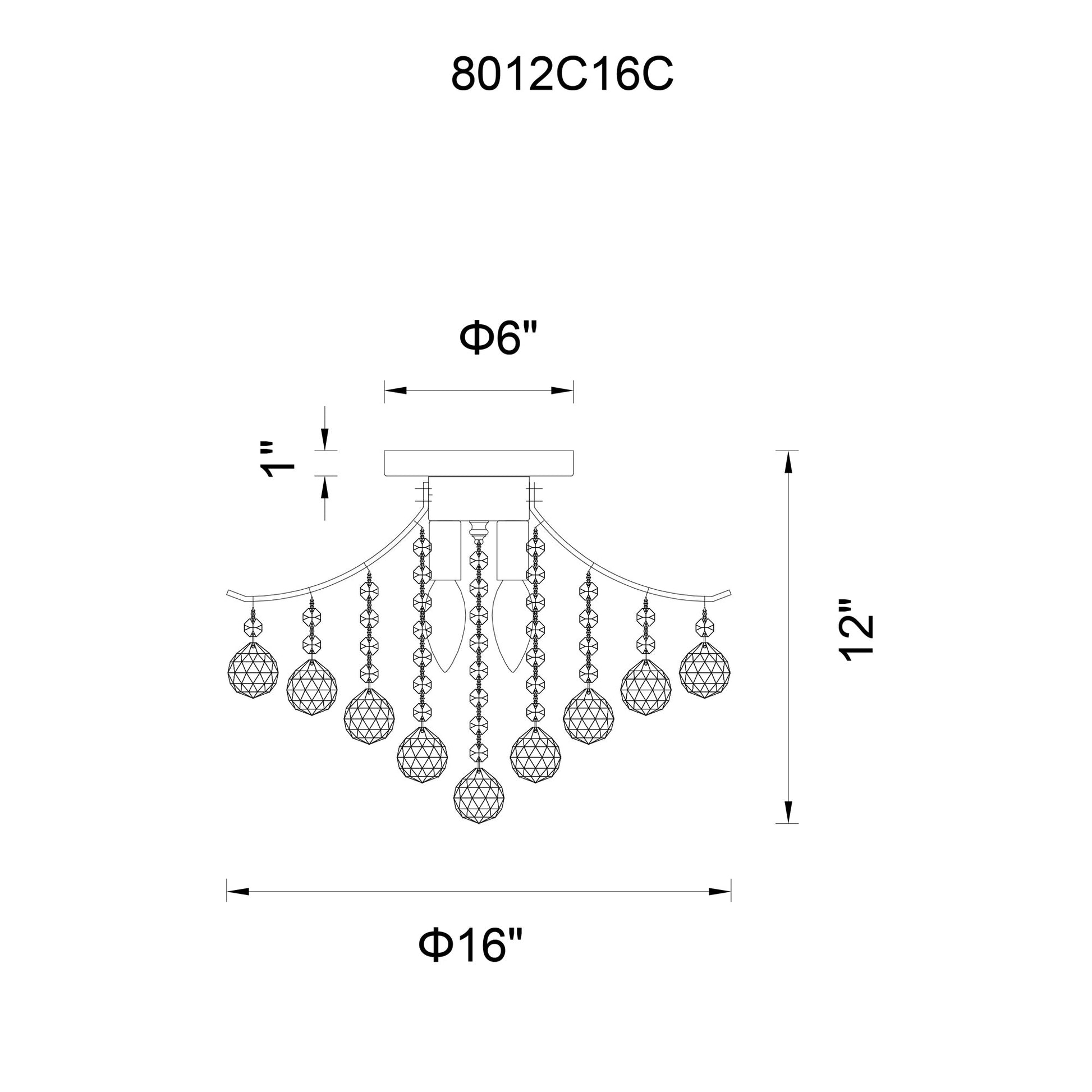 Princess 4 Light 16in Chrome Flush Mount with Crystals - CWI Lighting