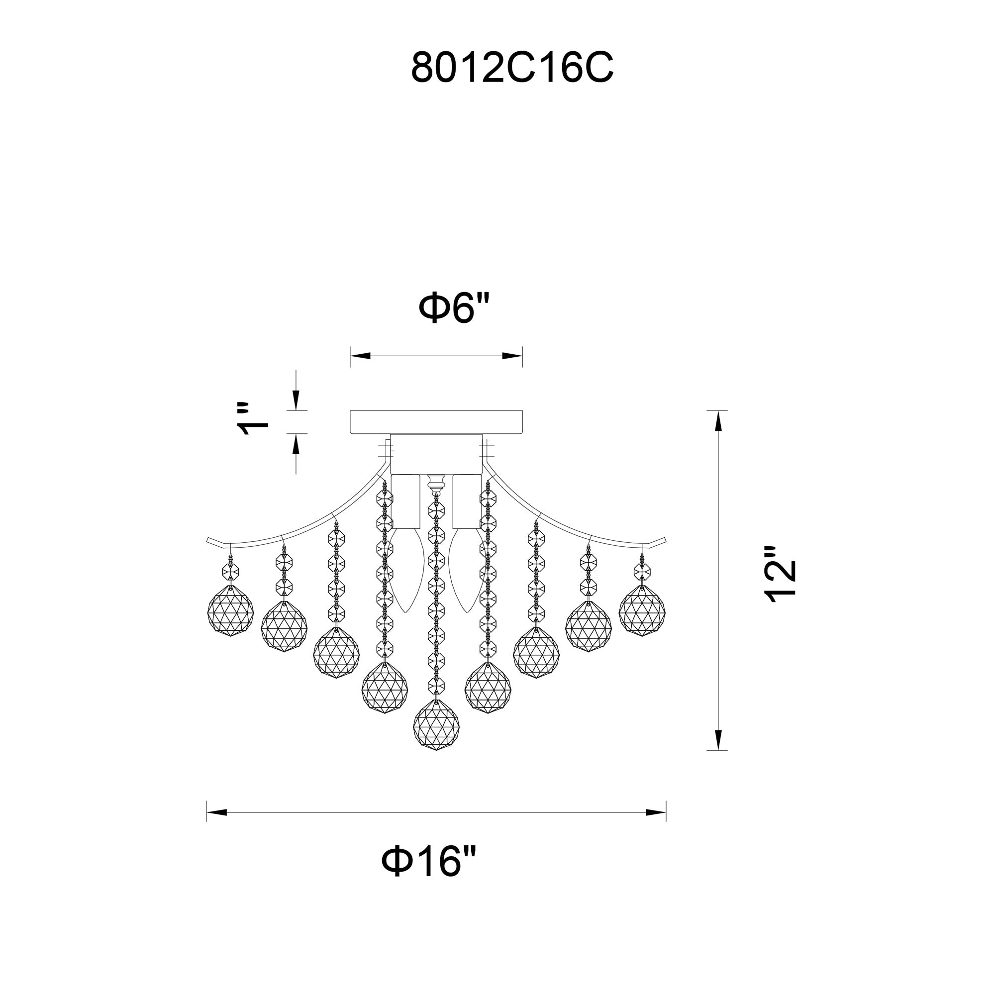 Princess 4 Light 16in Chrome Flush Mount with Crystals - CWI Lighting
