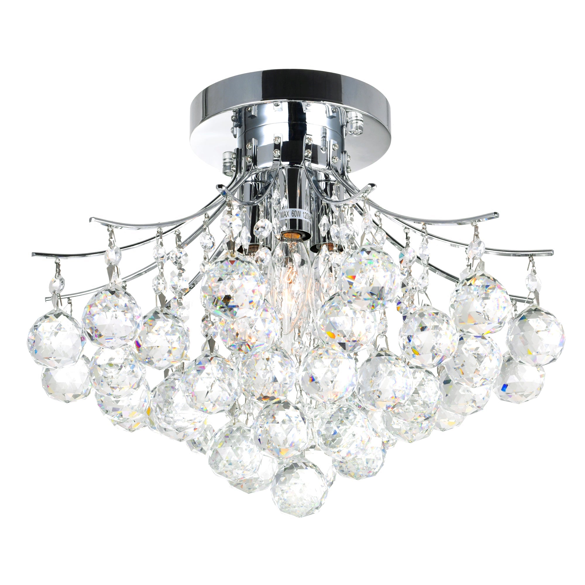 Princess 4 Light 16in Chrome Flush Mount with Crystals - CWI Lighting