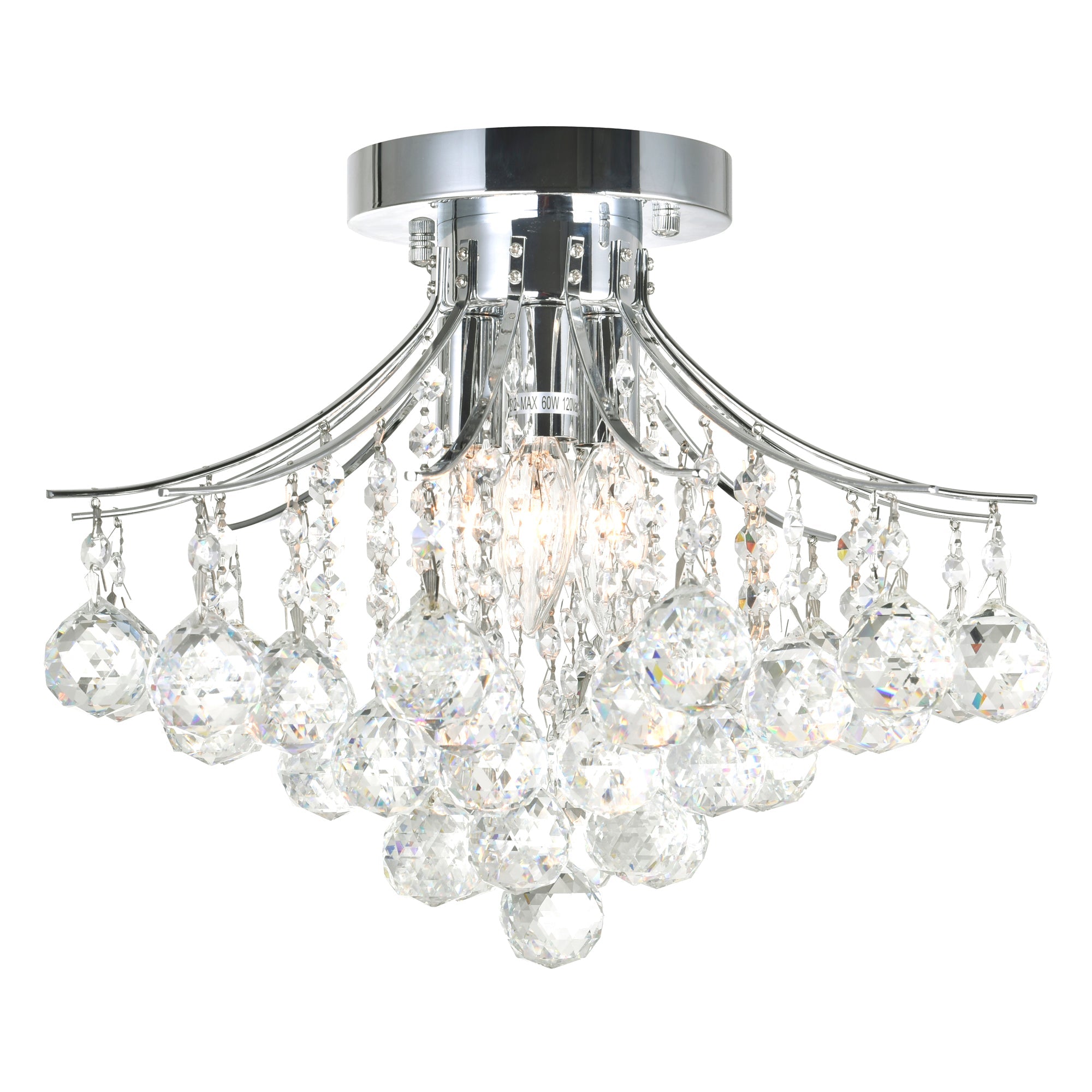 Princess 4 Light 16in Chrome Flush Mount with Crystals - CWI Lighting