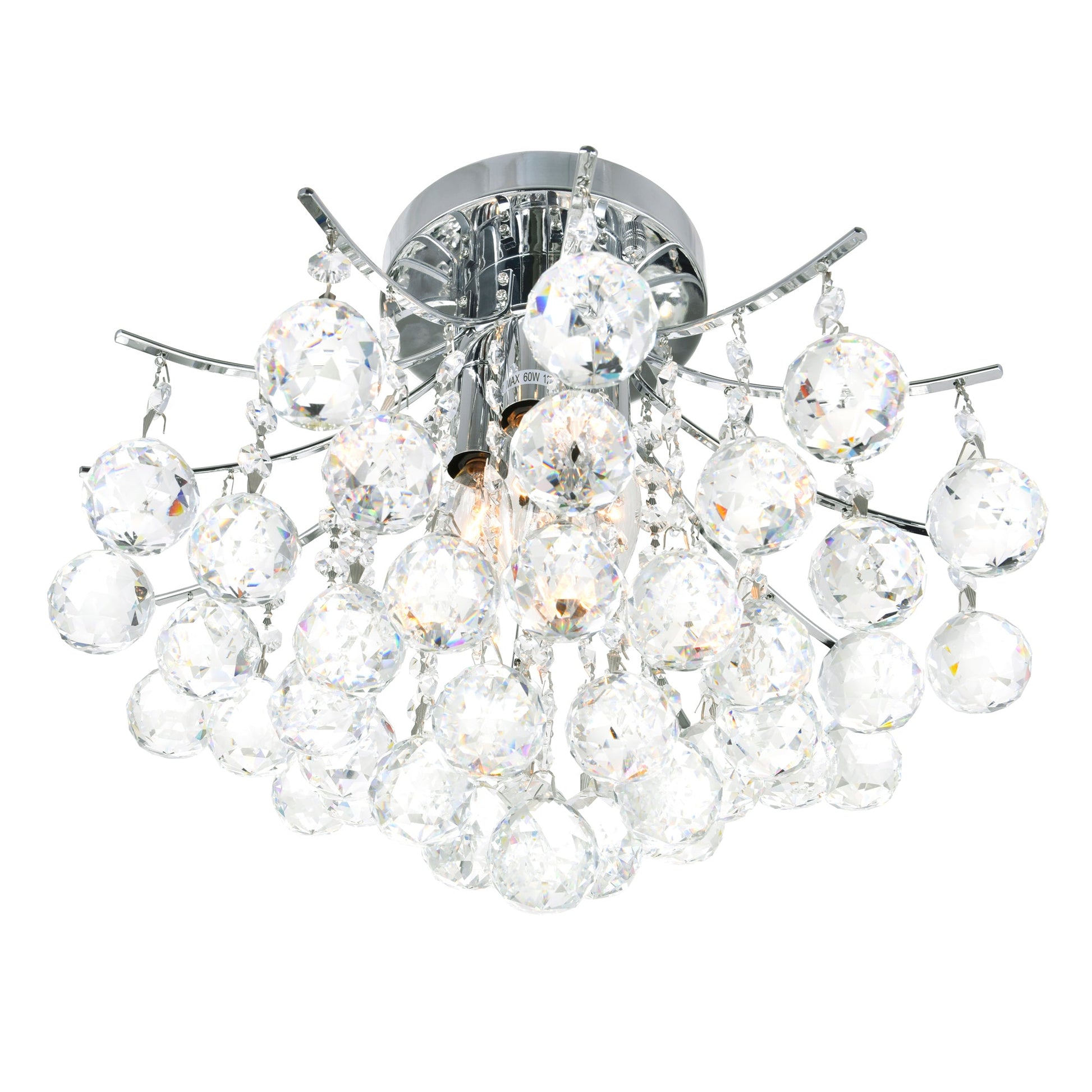 Princess 4 Light 16in Chrome Flush Mount with Crystals - CWI Lighting