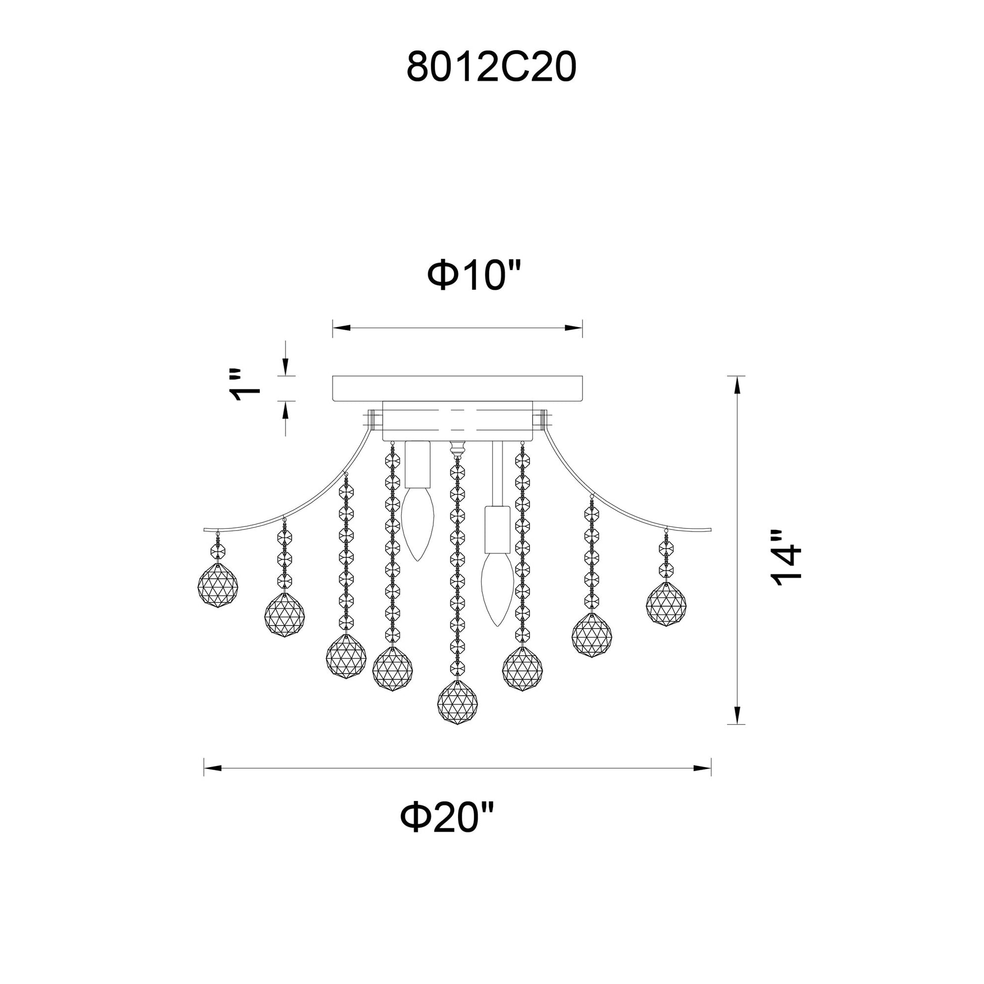 Princess 6 Light 20in Chrome Flush Mount with Crystals - CWI Lighting