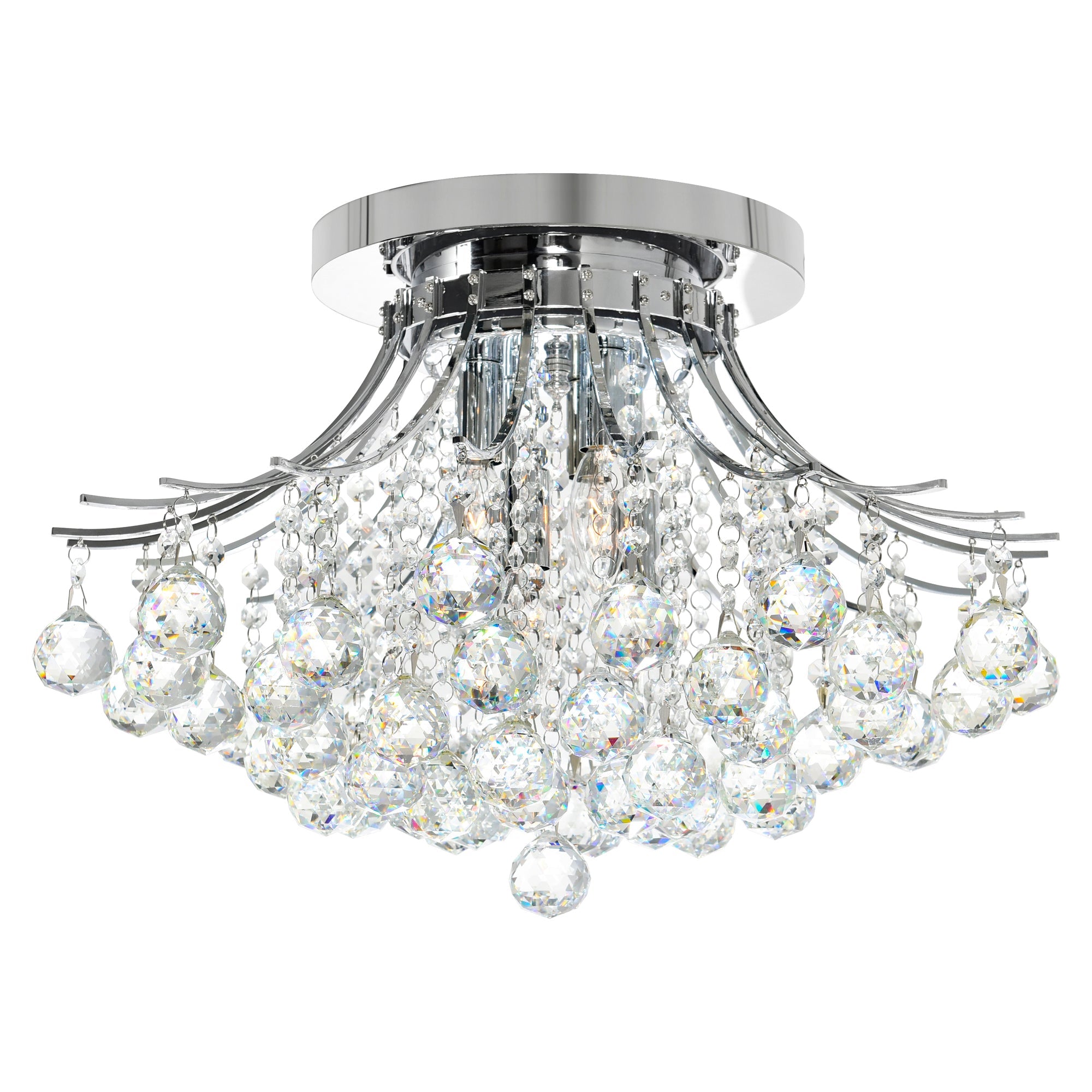 Princess 6 Light 20in Chrome Flush Mount with Crystals - CWI Lighting