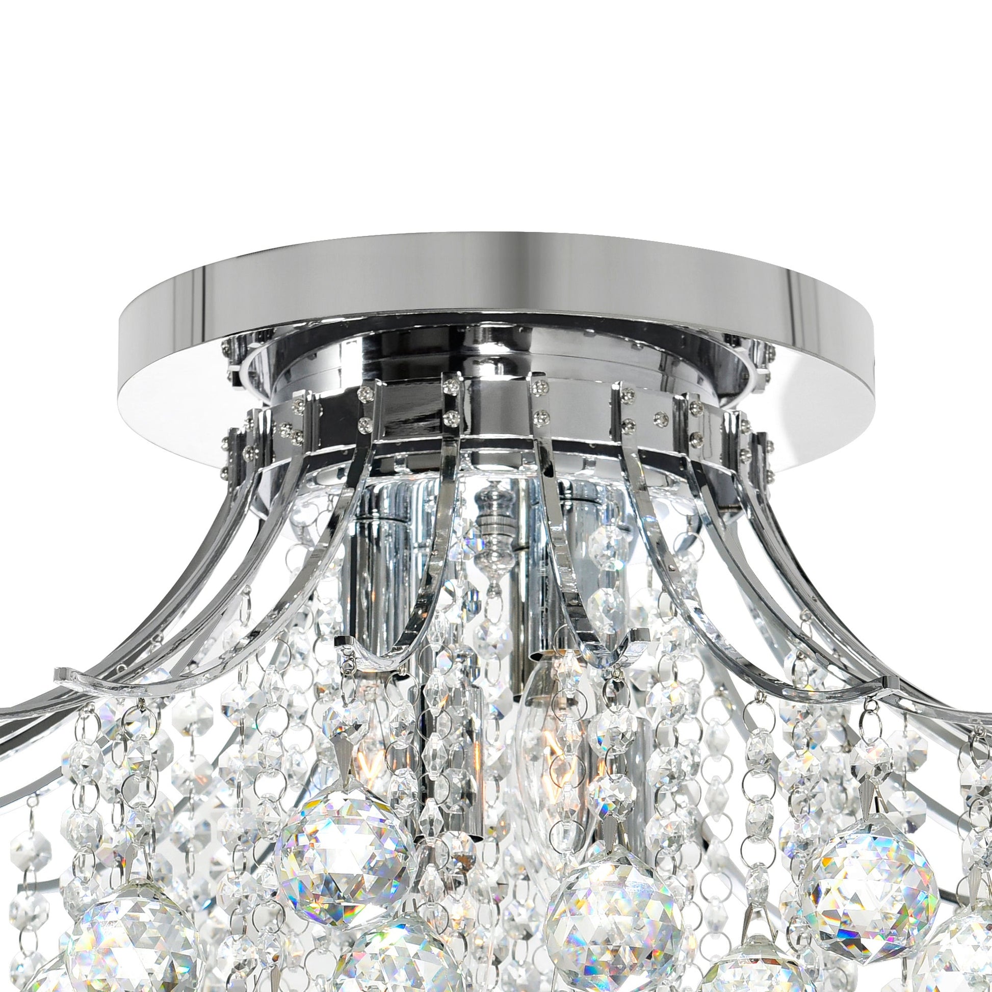Princess 6 Light 20in Chrome Flush Mount with Crystals - CWI Lighting