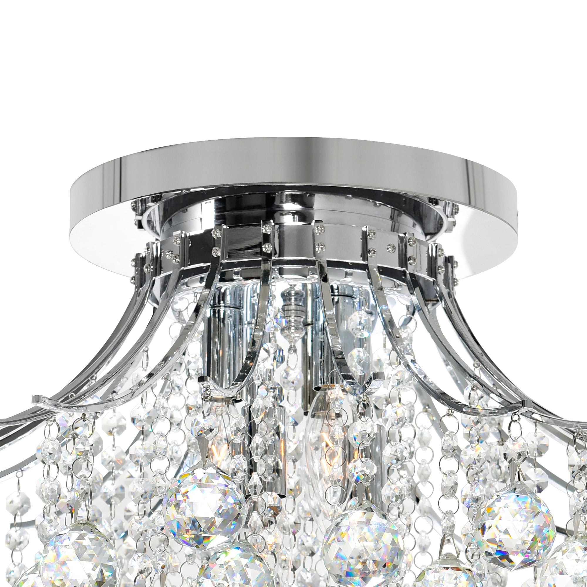 Princess 6 Light 20in Chrome Flush Mount with Crystals - CWI Lighting