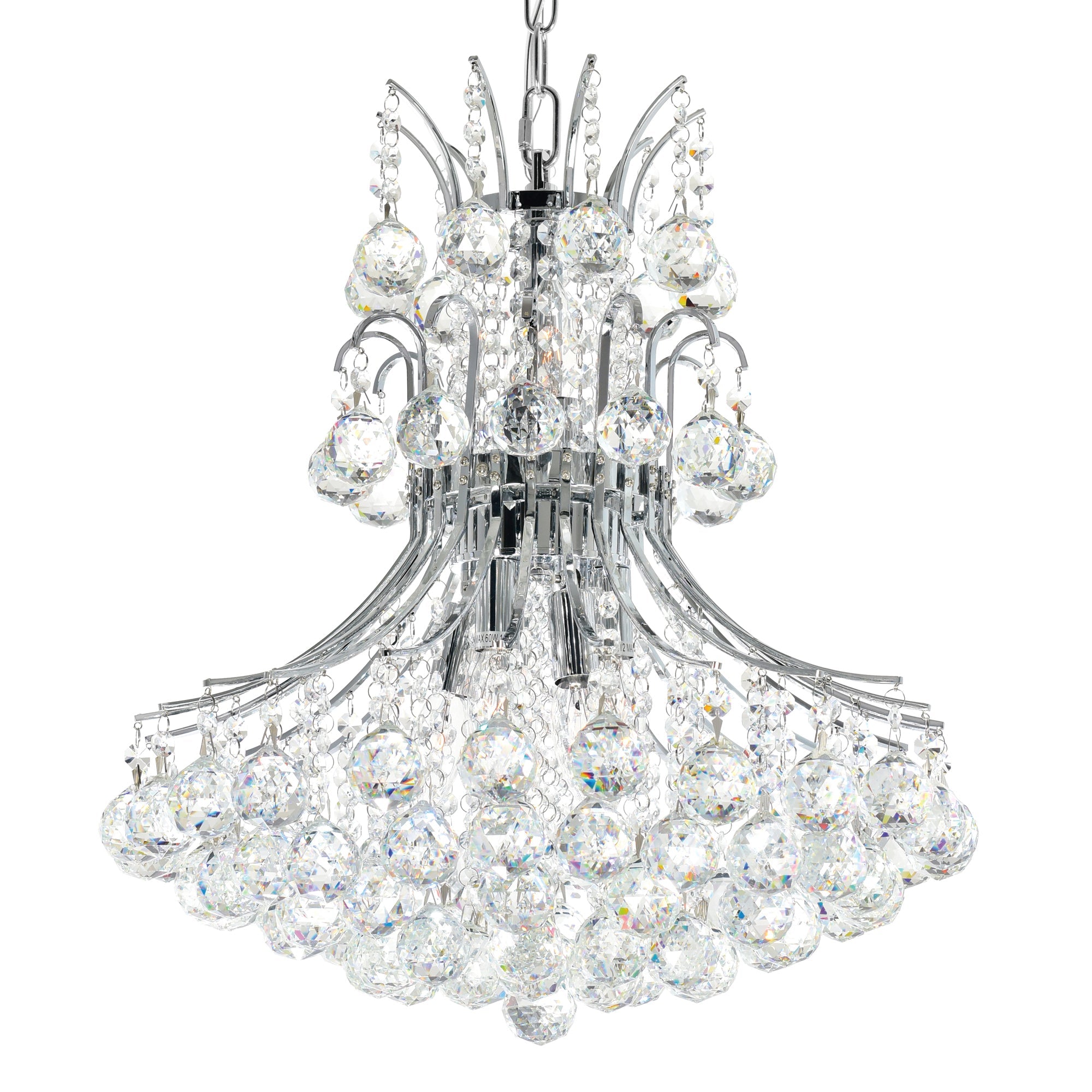 Princess 8 Light 20in Chrome Down Chandelier with Crystals - CWI Lighting