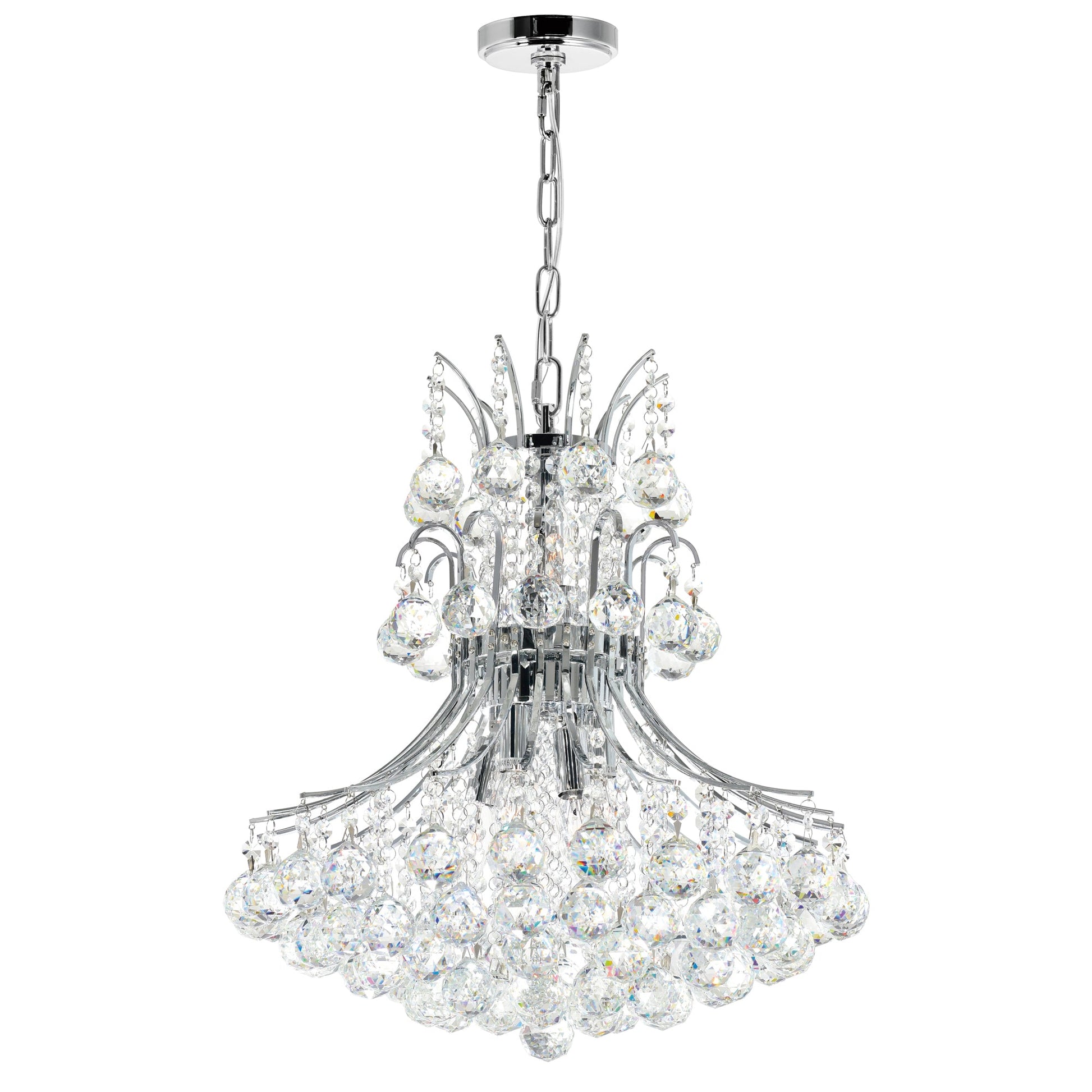 Princess 8 Light 20in Chrome Down Chandelier with Crystals - CWI Lighting