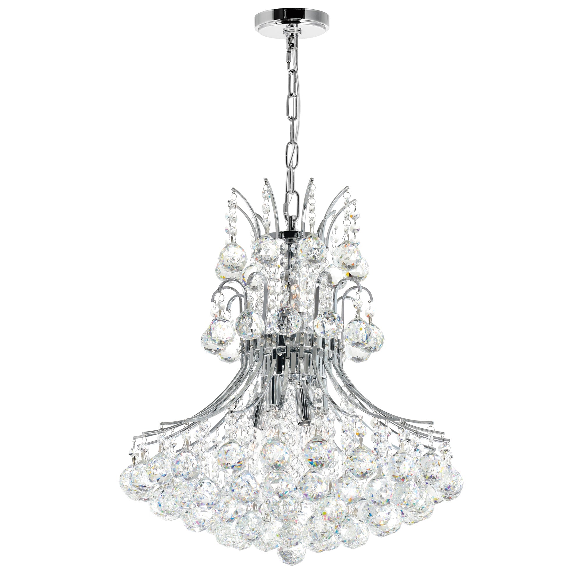 Princess 8 Light 20in Chrome Down Chandelier with Crystals - CWI Lighting