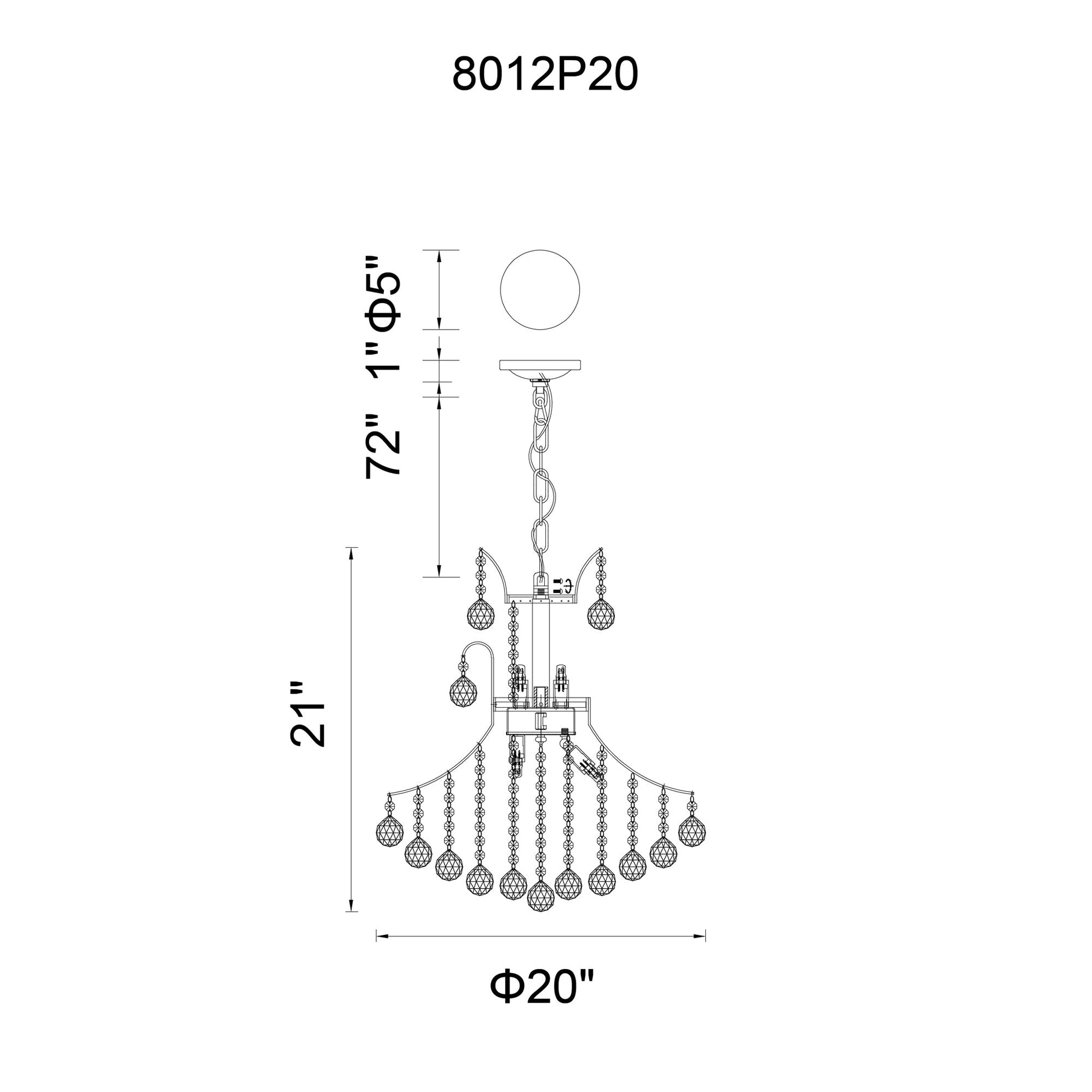 Princess 8 Light 20in Gold Down Chandelier - CWI Lighting