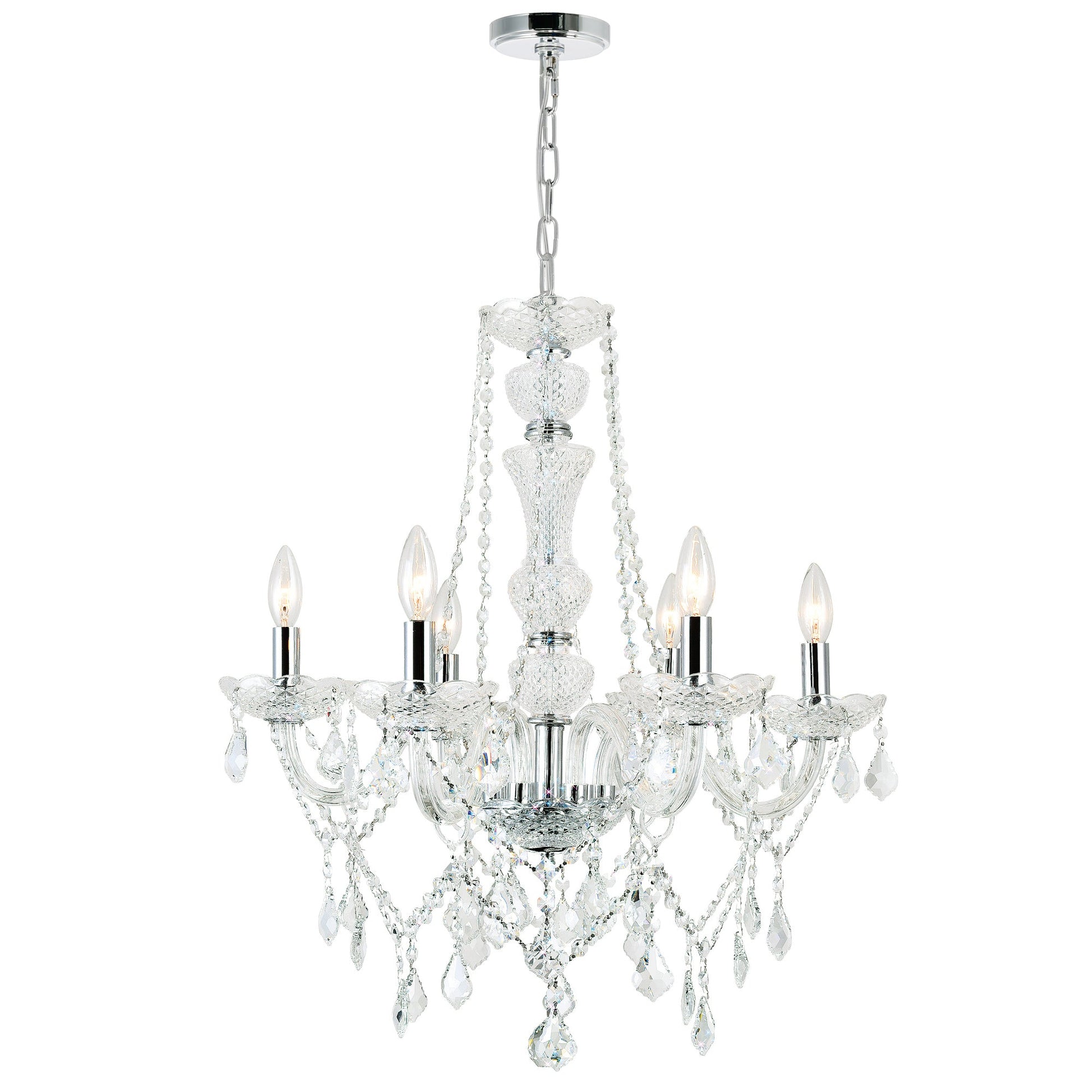 Princeton 6 Light 24in Chrome Down Chandelier - CWI Lighting