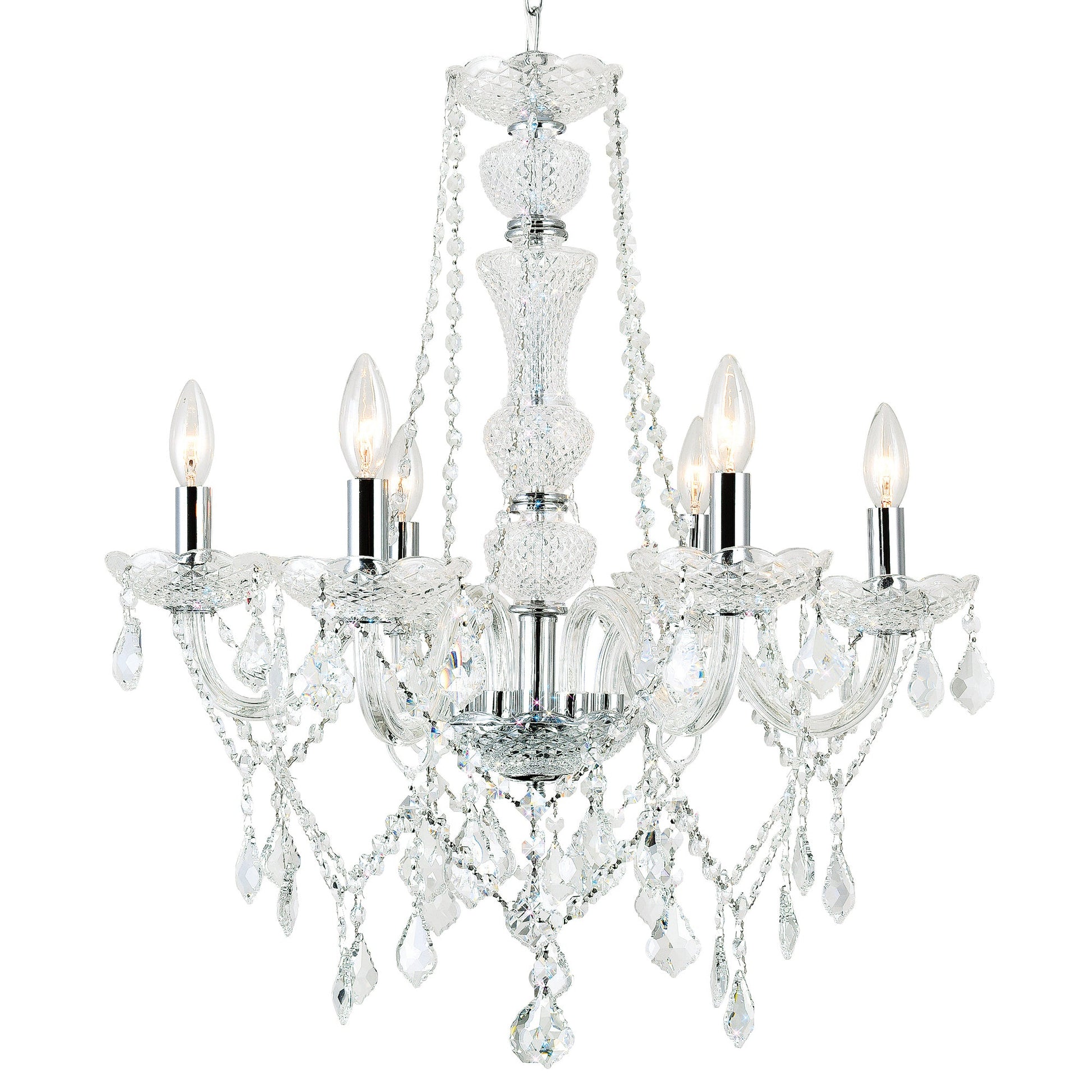 Princeton 6 Light 24in Chrome Down Chandelier - CWI Lighting