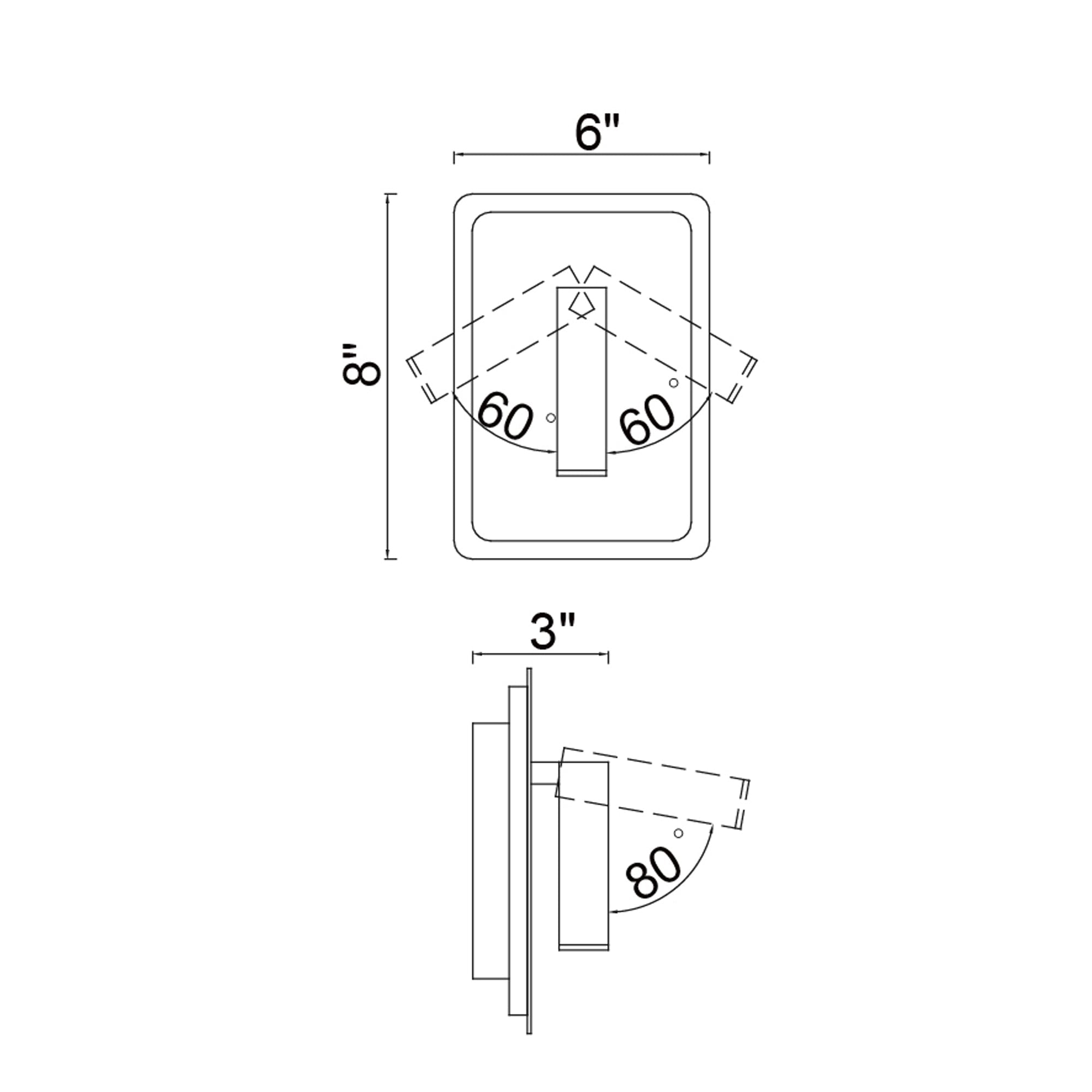 Private I Integrated LED Adjustable Rectangular Matte Black Wall Sconce - CWI Lighting