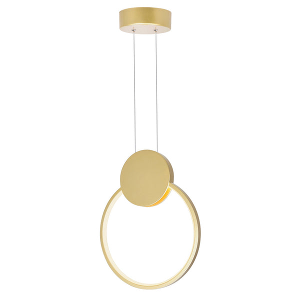 Pulley Integrated LED 10in Satin Gold Mini Pendant - CWI Lighting