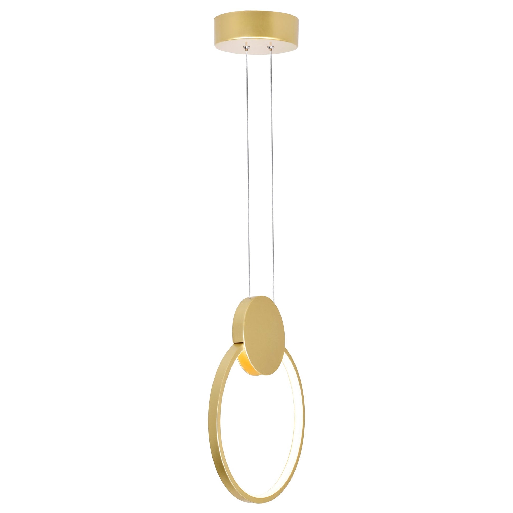 Pulley Integrated LED 10in Satin Gold Mini Pendant - CWI Lighting