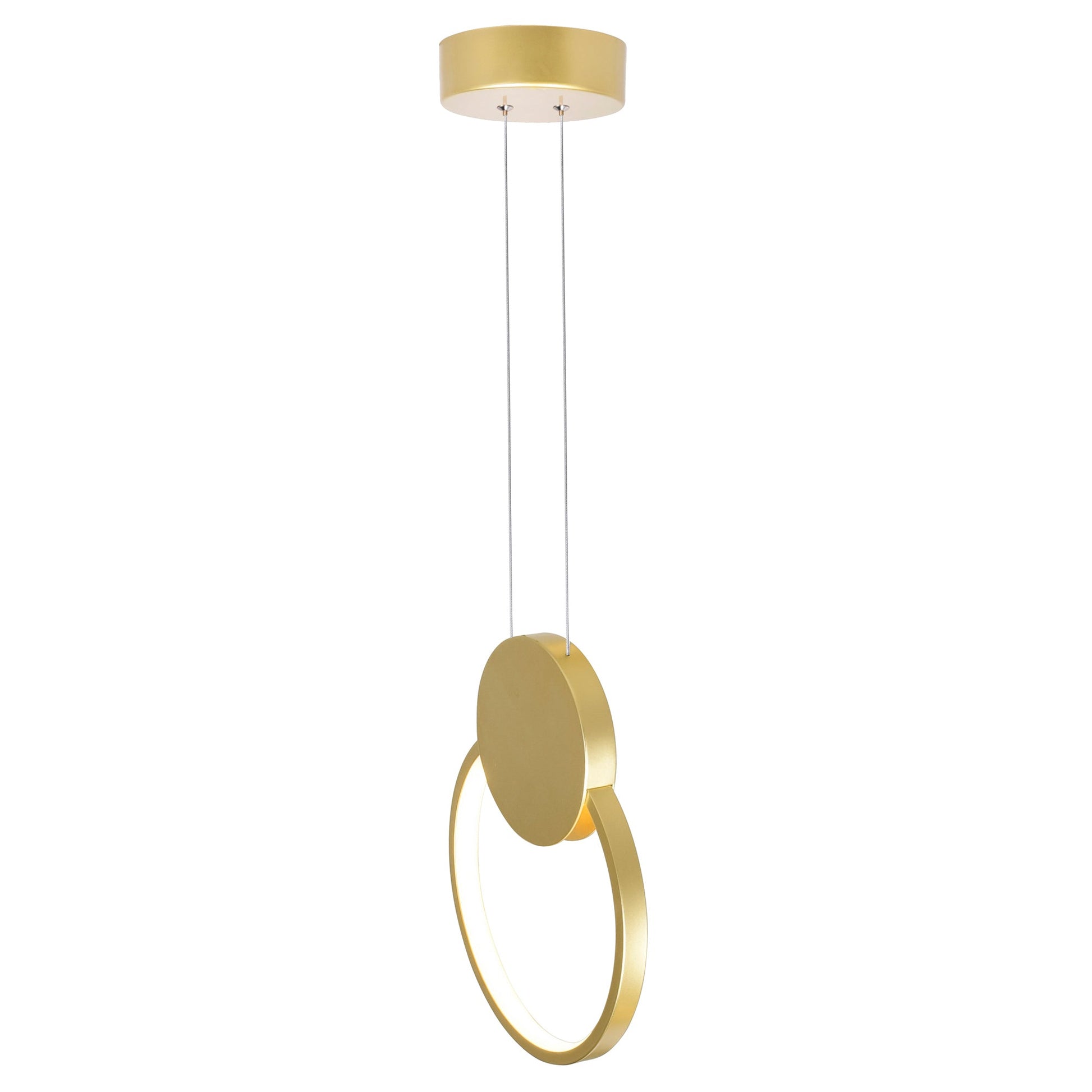 Pulley Integrated LED 10in Satin Gold Mini Pendant - CWI Lighting