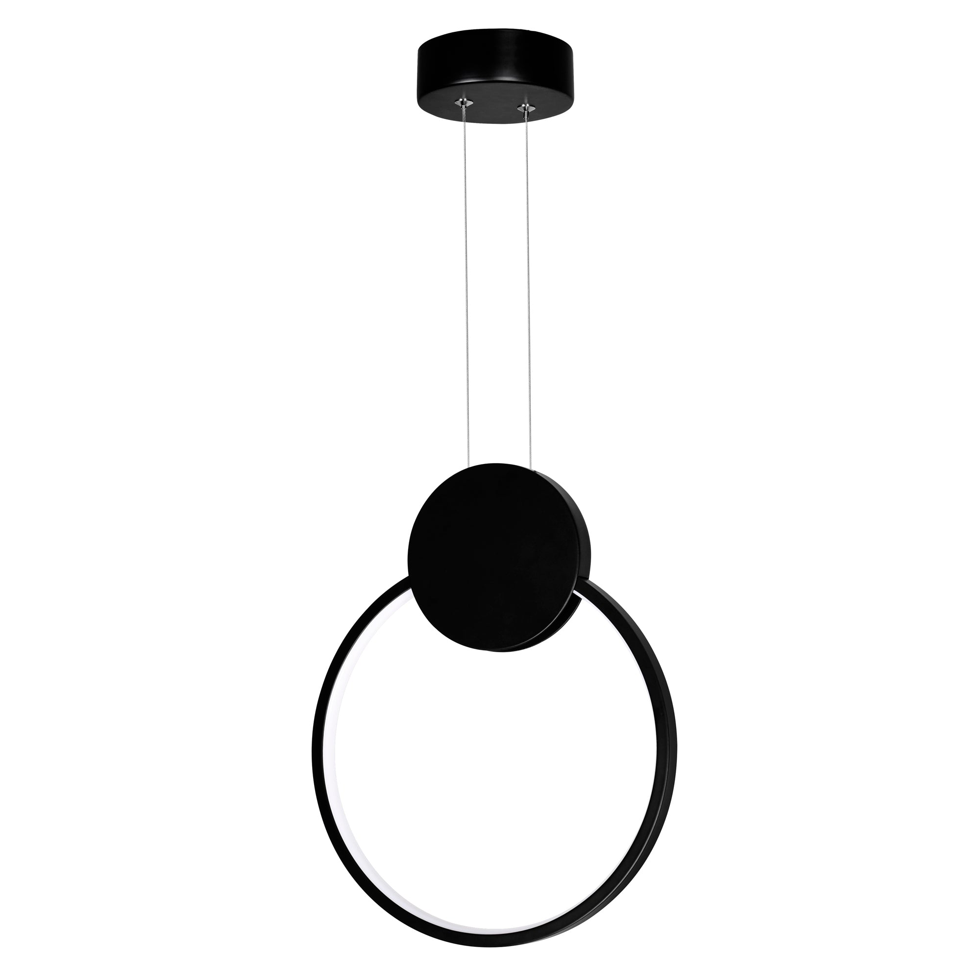Pulley Integrated LED 12in Black Mini Pendant - CWI Lighting