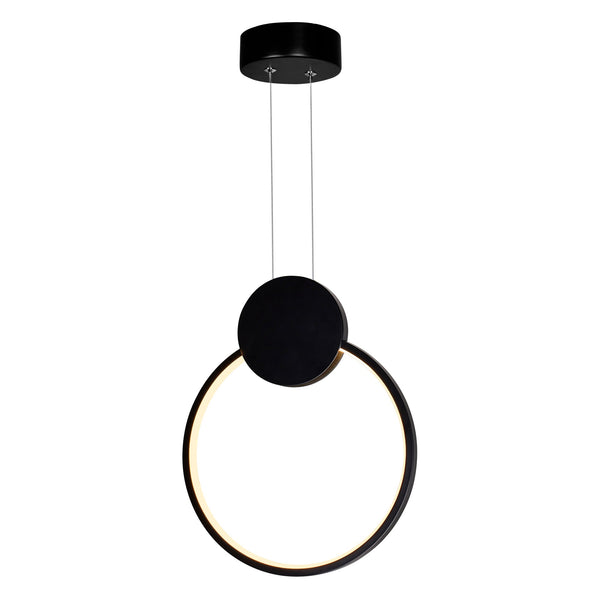 Pulley Integrated LED 12in Black Mini Pendant - CWI Lighting