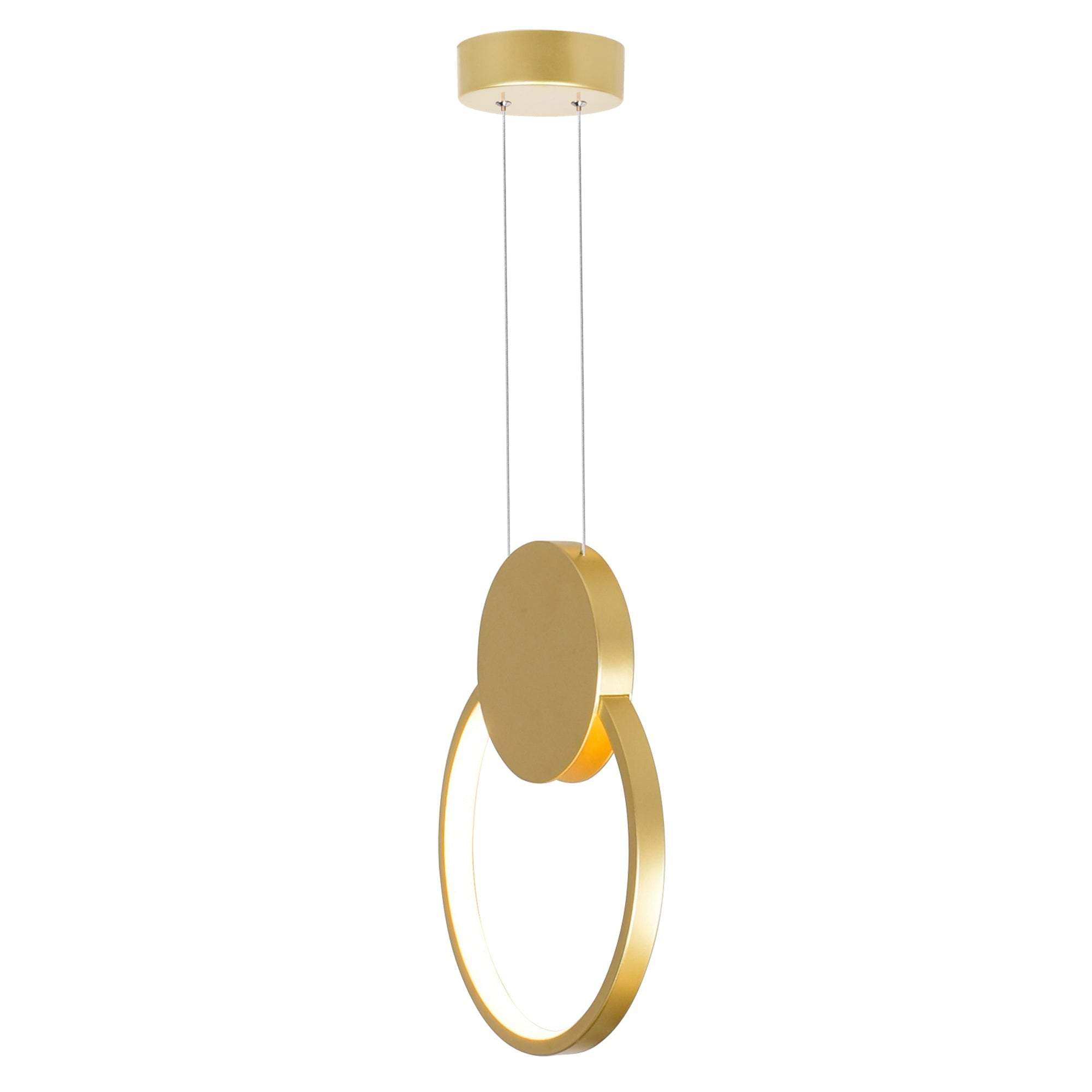 Pulley Integrated LED 8in Satin Gold Mini Pendant - CWI Lighting
