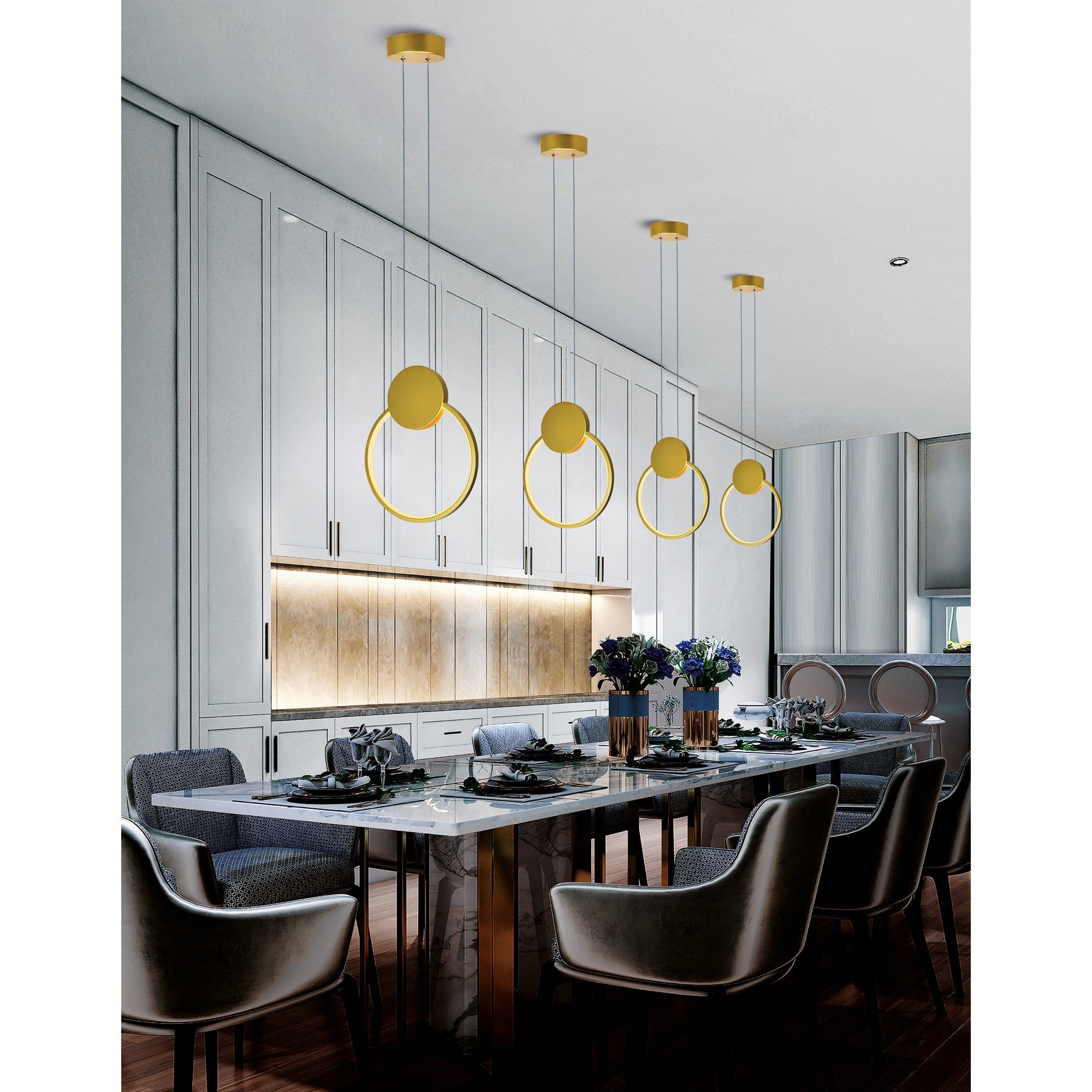 Pulley Integrated LED 8in Satin Gold Mini Pendant - CWI Lighting