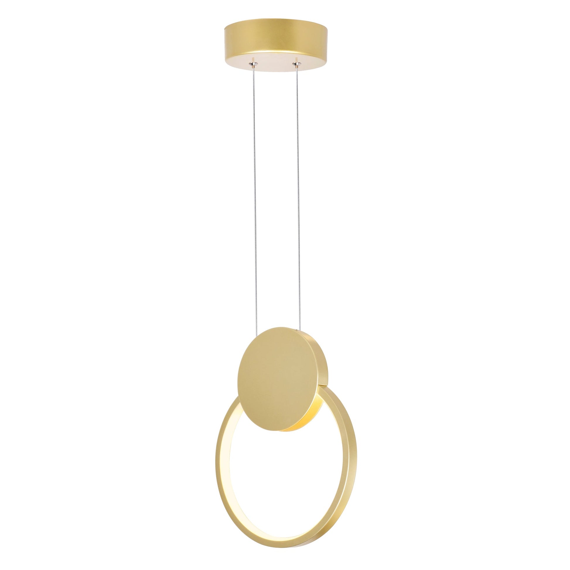 Pulley Integrated LED 8in Satin Gold Mini Pendant - CWI Lighting