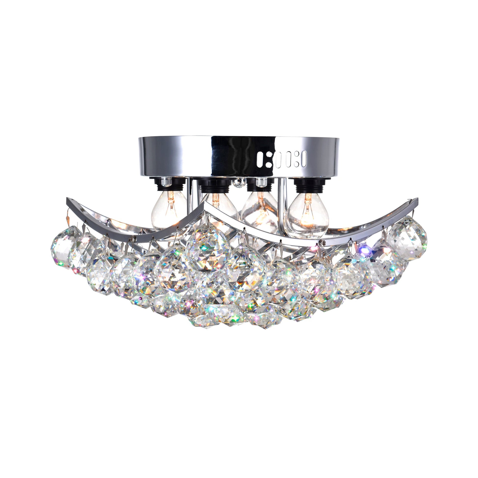 Queen 4 Light Flush Mount With Chrome Finish - CWI Lighting