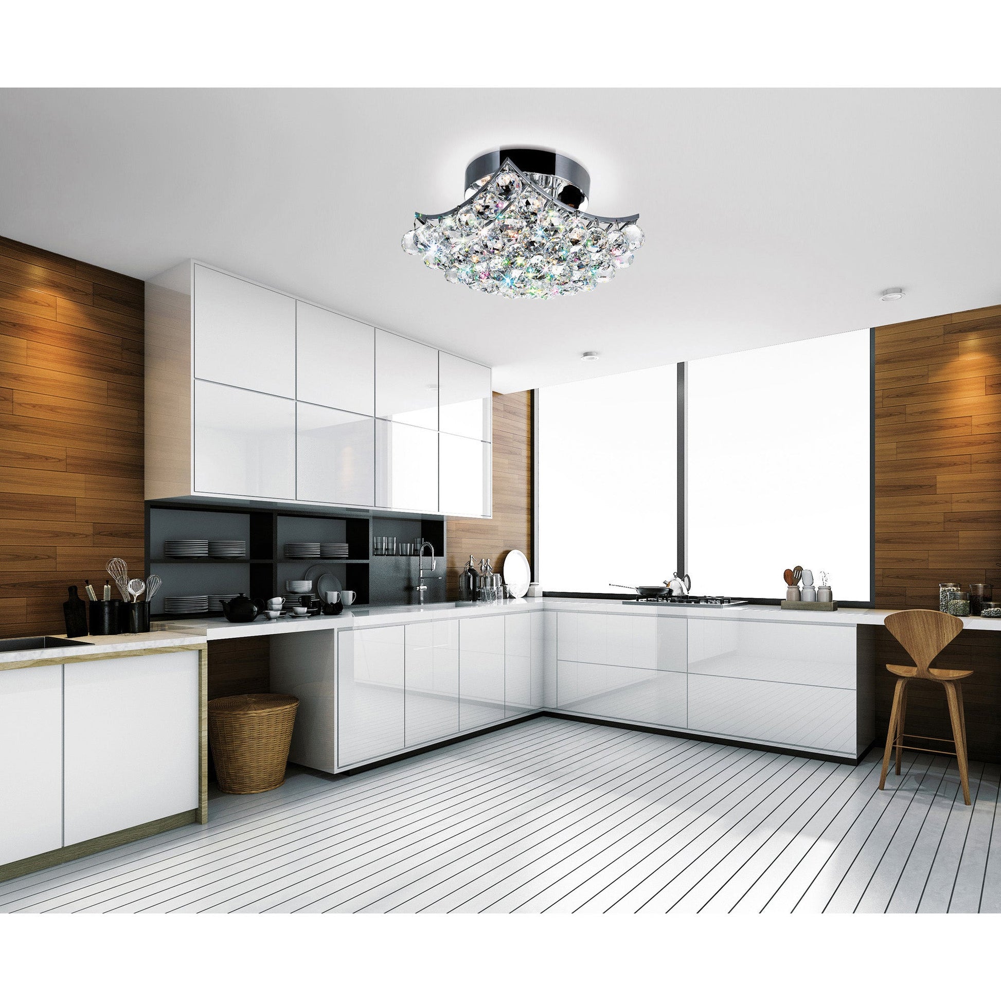 Queen 4 Light Flush Mount With Chrome Finish - CWI Lighting