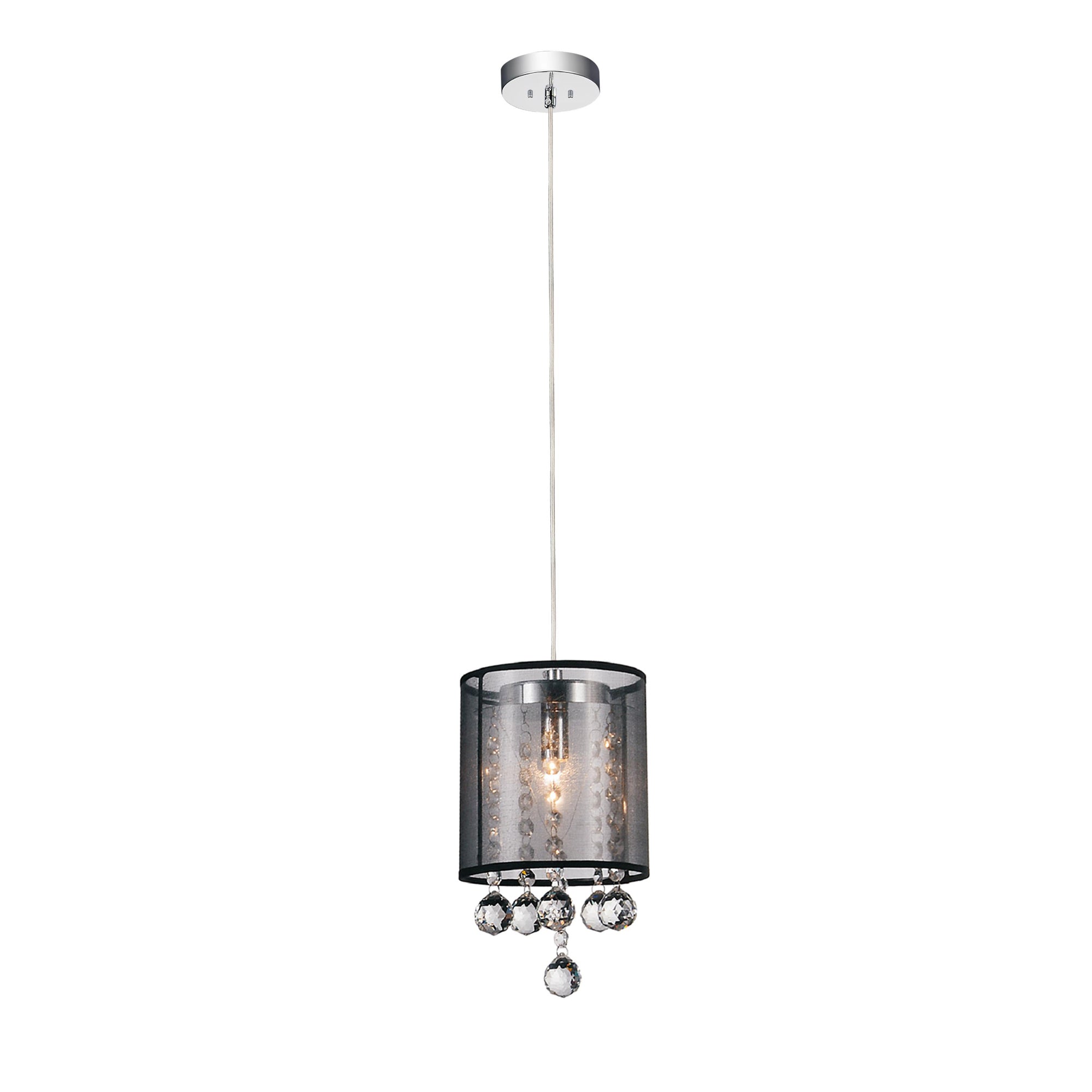 Radiant 1 Light Drum Shade Mini Pendant With Chrome Finish - CWI Lighting