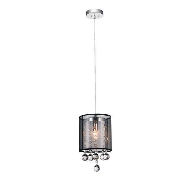 Radiant 1 Light Drum Shade Mini Pendant With Chrome Finish - CWI Lighting
