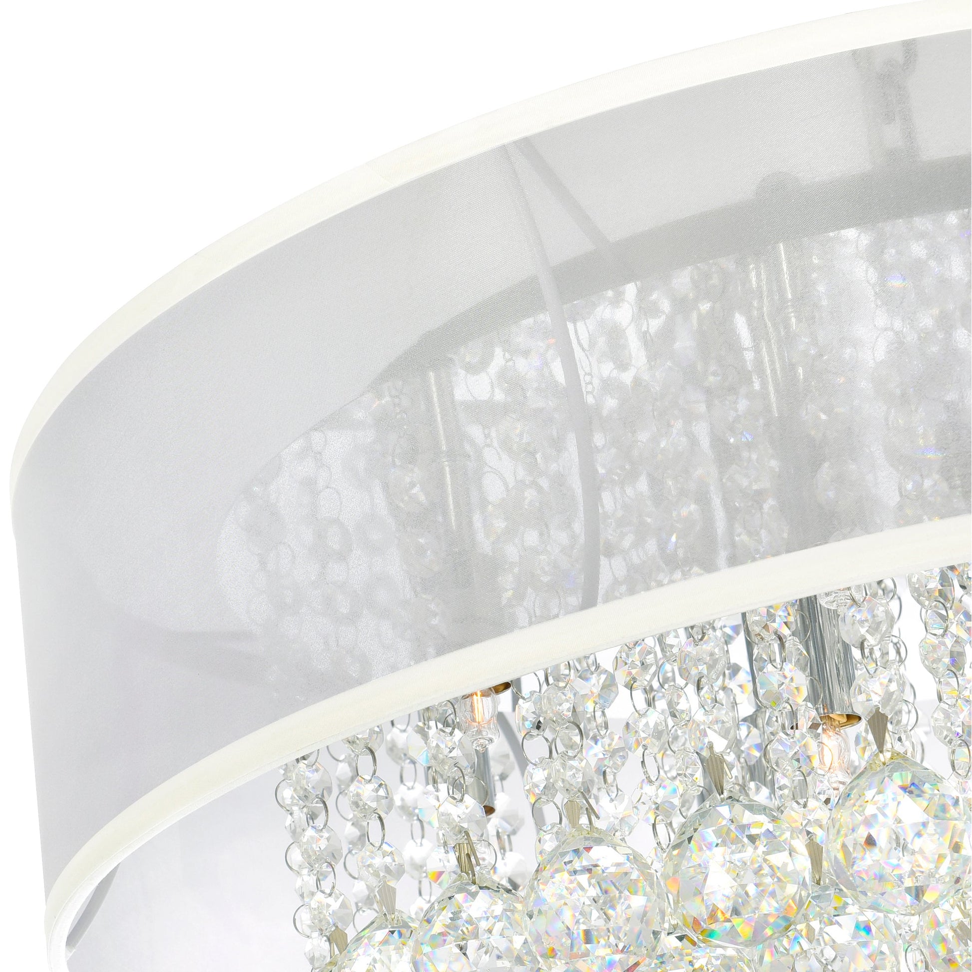 Radiant 12 Light 24in Chrome Drum Shade Chandelier with White Shade - CWI Lighting