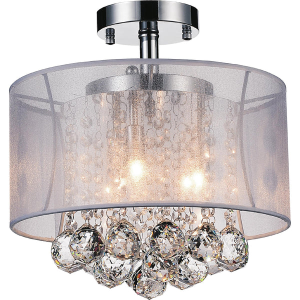 Radiant 3 Light 12in Chrome Drum Shade Flush Mount with White Shade - CWI Lighting