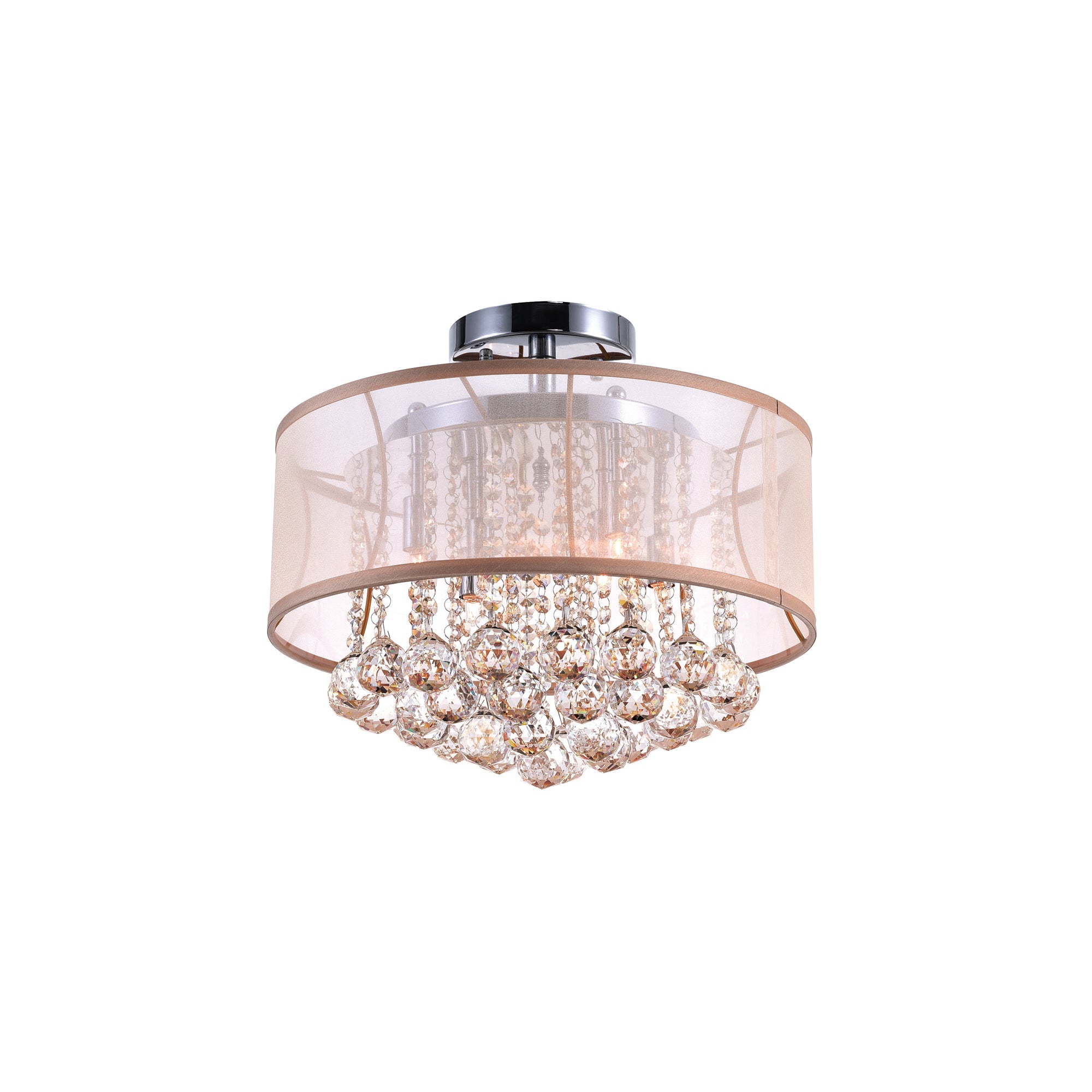 Radiant 6 Light 16in Chrome Drum Shade Flush Mount with Gold Shade - CWI Lighting