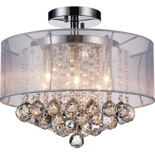 Radiant 6 Light 16in Chrome Drum Shade Flush Mount with White Shade - CWI Lighting