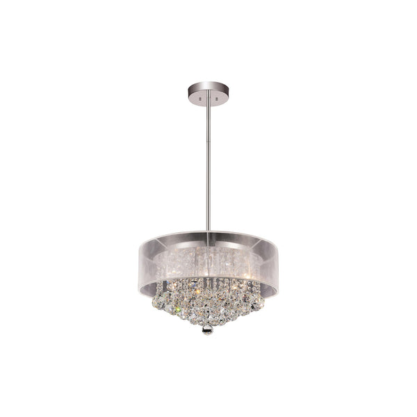 Radiant 9 Light 20in Chrome Drum Shade Chandelier with White Shade - CWI Lighting