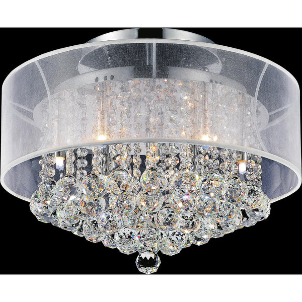 Radiant 9 Light 20in Chrome Drum Shade Flush Mount with White Shade - CWI Lighting