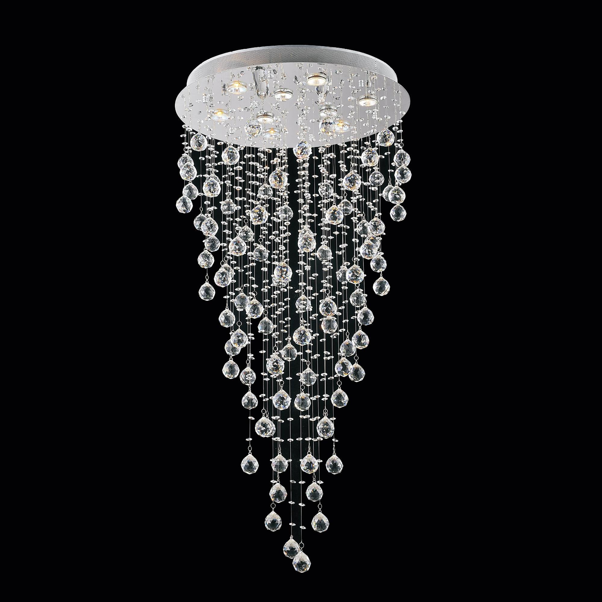 Rain Drop 9 Light 24in Chrome Chandelier - CWI Lighting