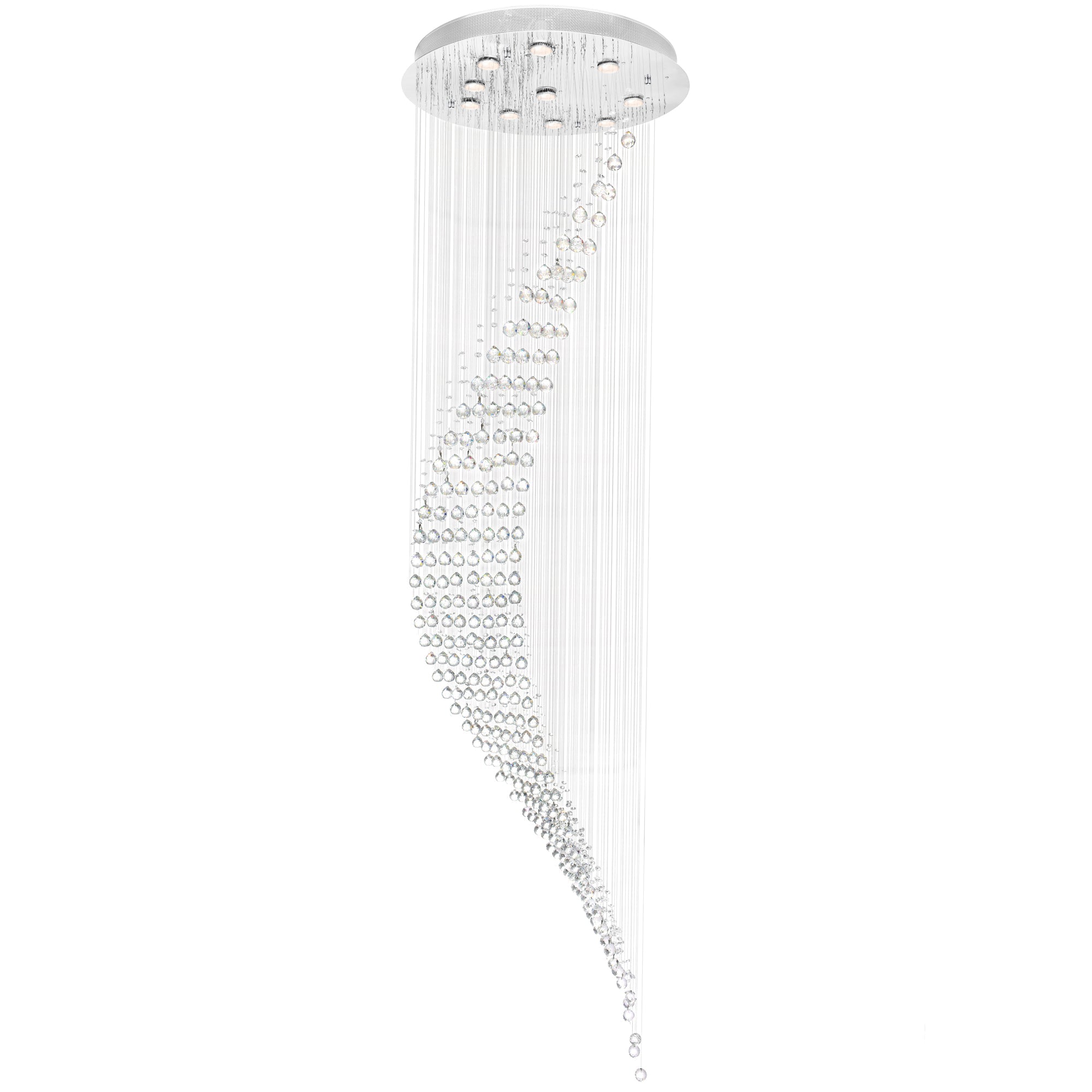 Ribbon 10 Light 26in Chrome Chandelier - CWI Lighting