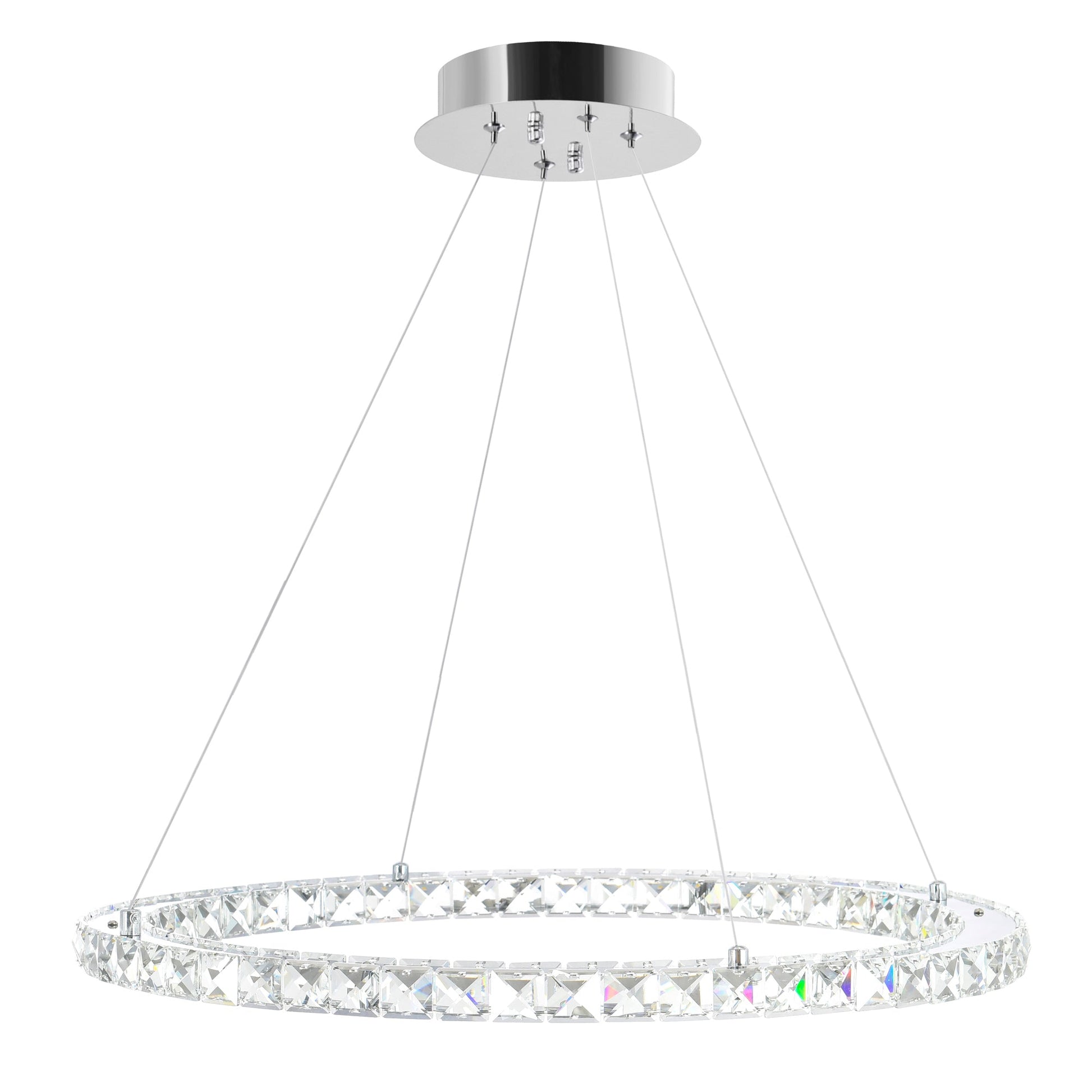 Ring Integrated LED 24in Chrome Chandelier - CWI Lighting