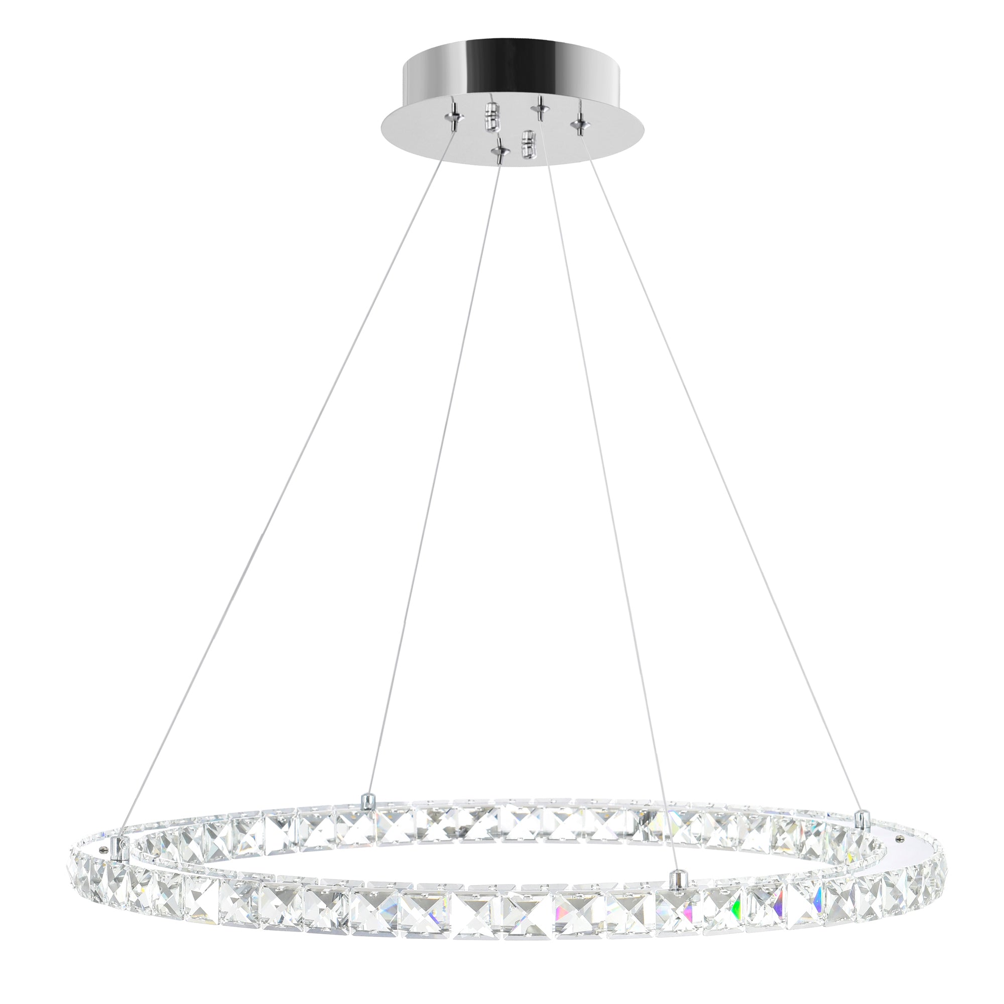 Ring Integrated LED 24in Chrome Chandelier - CWI Lighting