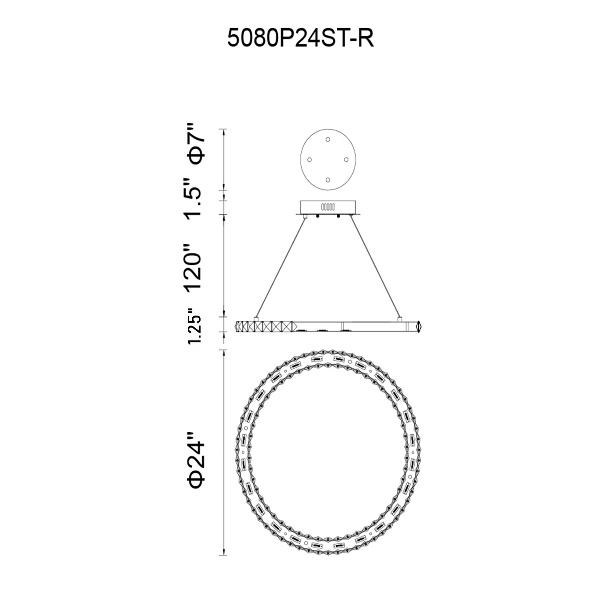 Ring Integrated LED 24in Chrome Chandelier - CWI Lighting