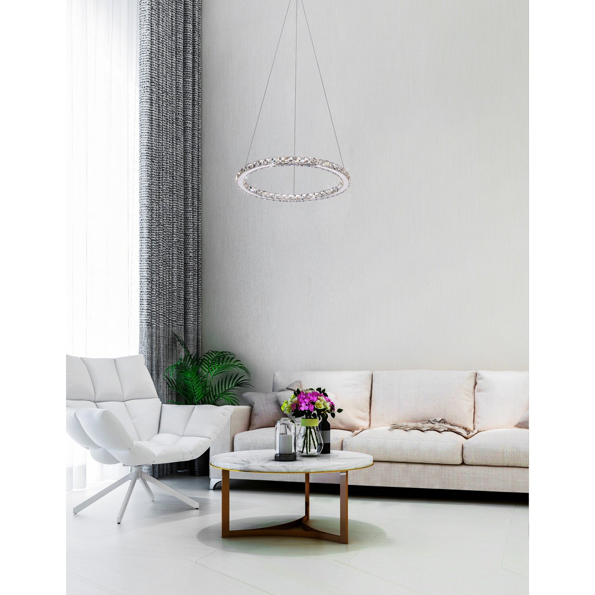 Ring Integrated LED 24in Chrome Chandelier - CWI Lighting
