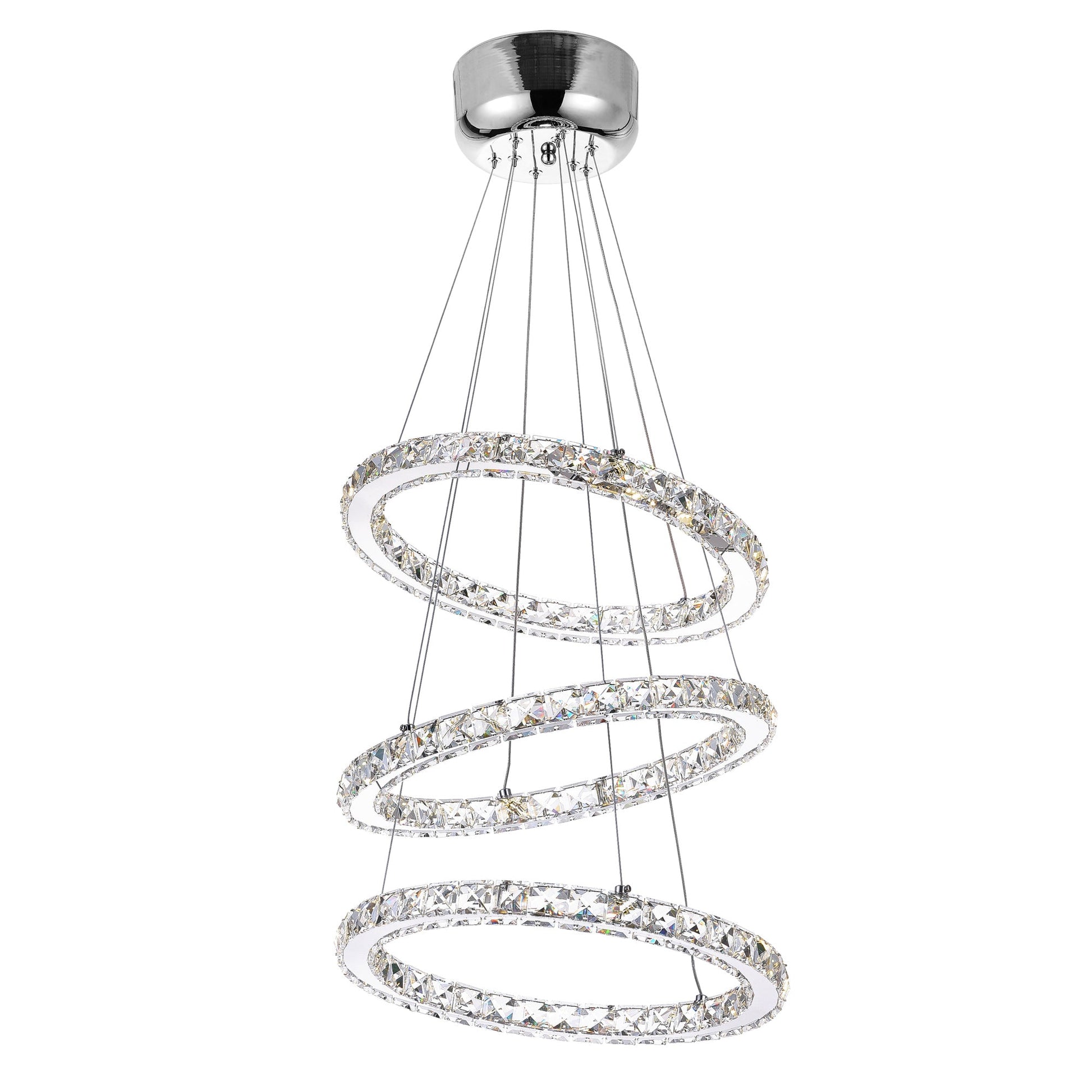 Ring Integrated LED 3 - Ring 16in Chrome Chandelier - CWI Lighting