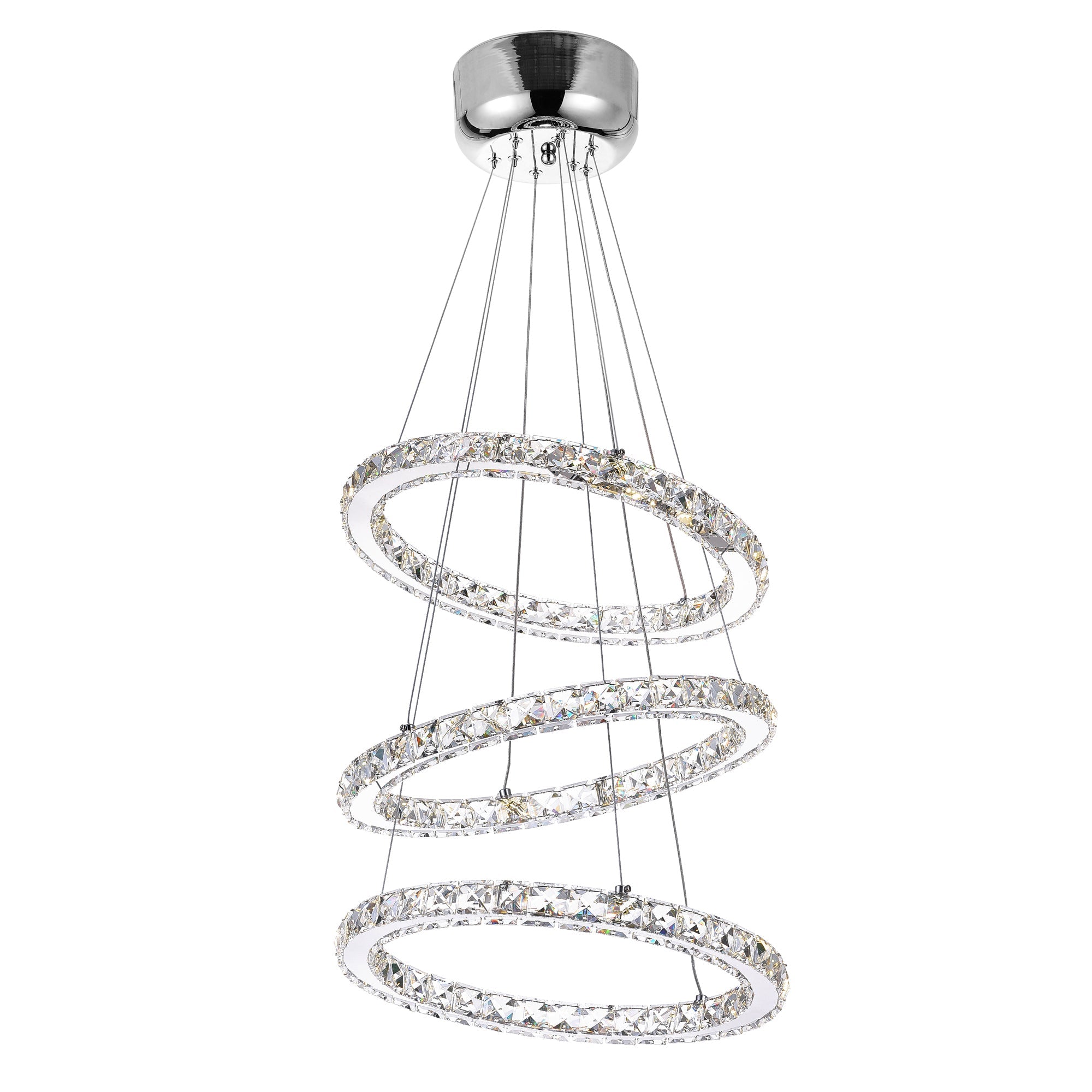 Ring Integrated LED 3 - Ring 16in Chrome Chandelier - CWI Lighting